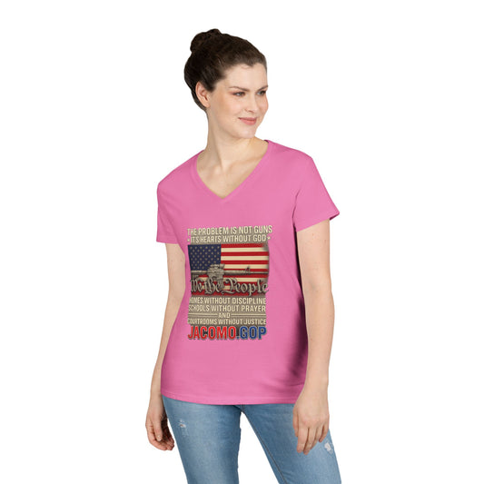 3D Statement 1 Women's V-Neck T-Shirt for Supporters | Political Apparel, Election Gear, Gift for Activists, Red State Pride, 4th of July