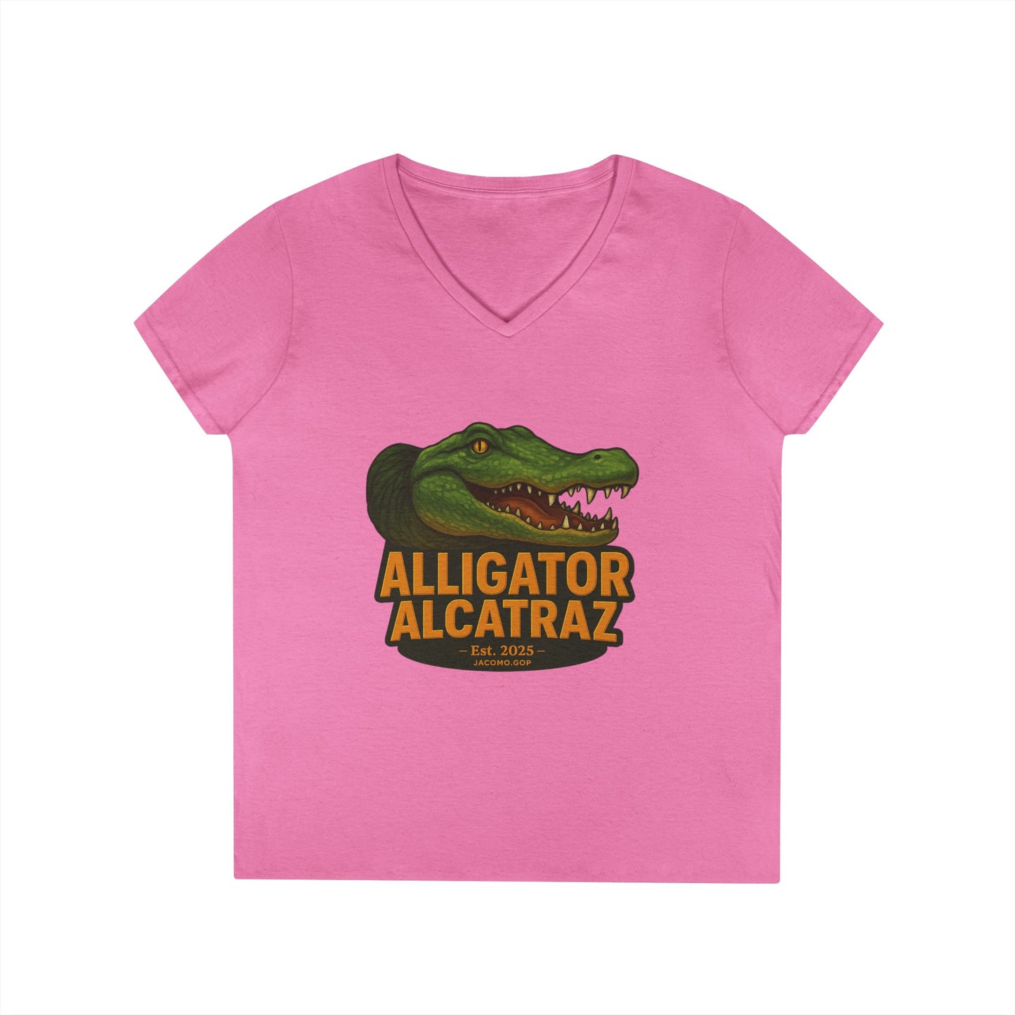 3D Alligator Alcatraz 2 Women's V-Neck T-Shirt for Supporters | Political Apparel, Election Gear, Gift for Activists, Red State Pride, 4th of July