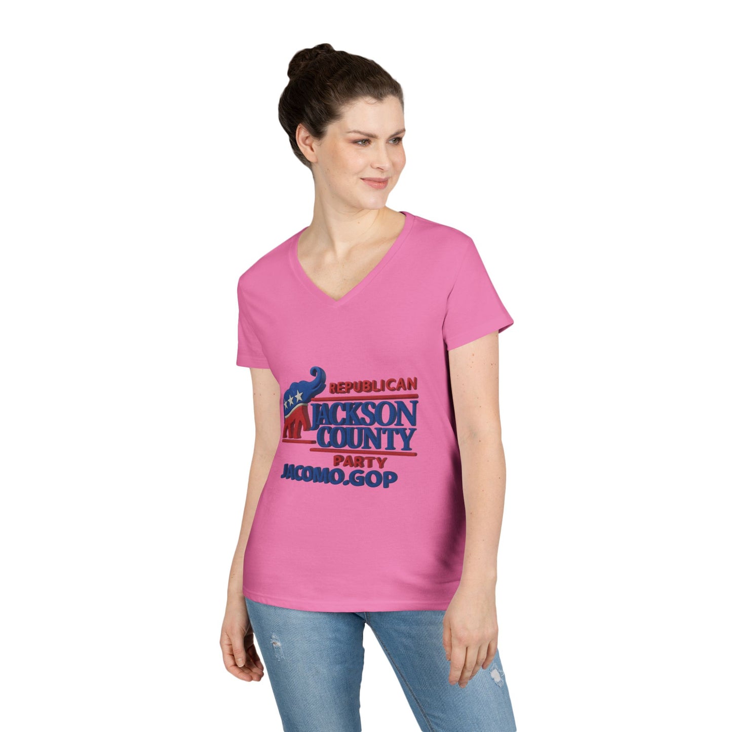 3D Women's Republican County V-Neck T-Shirt for Supporters | Political Apparel, Election Gear, Gift for Activists, Red State Pride, 4th of July