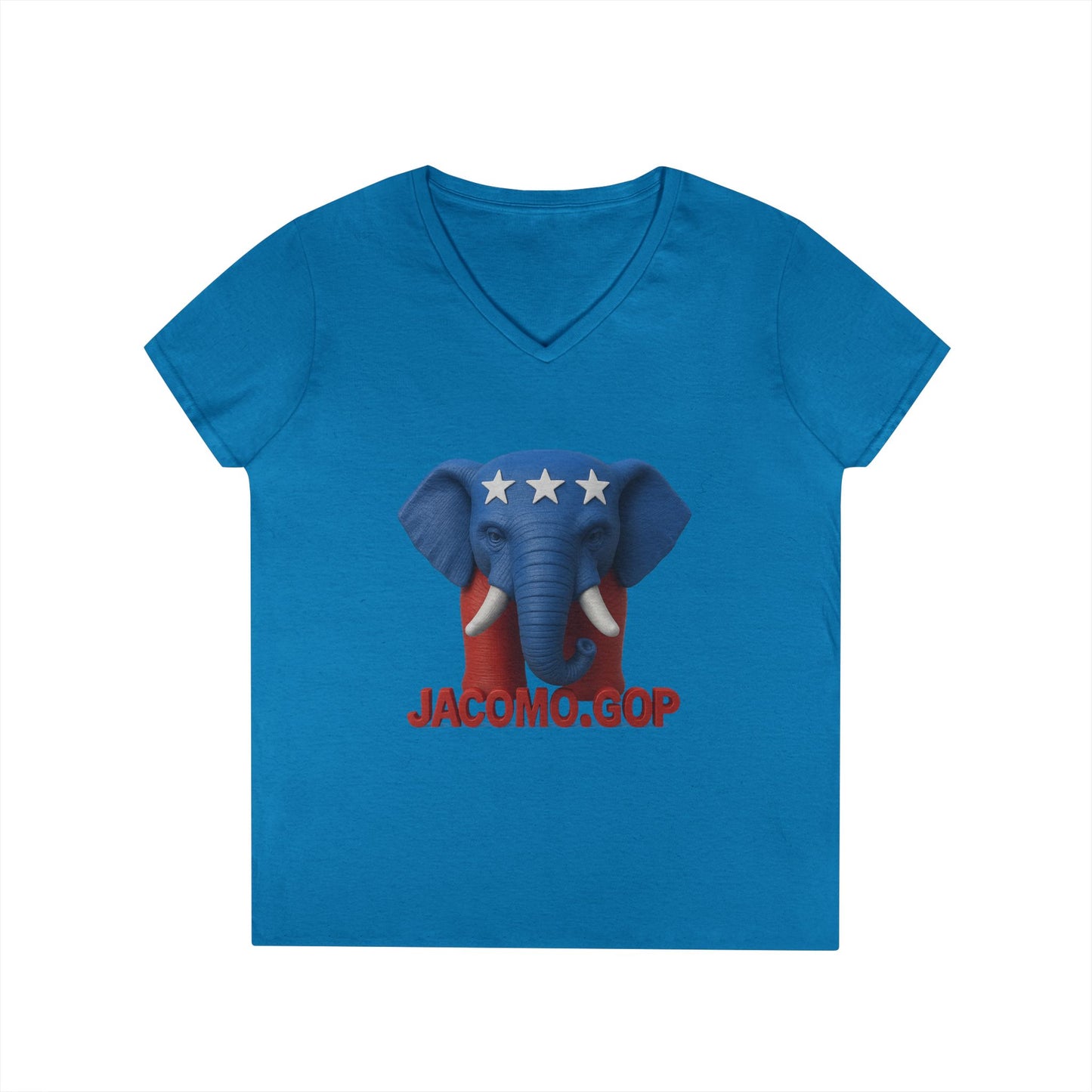 3D Women's bold GOP Elephant V-Neck T-Shirt for Supporters | Political Apparel, Election Gear, Gift for Activists, Red State Pride, 4th of July