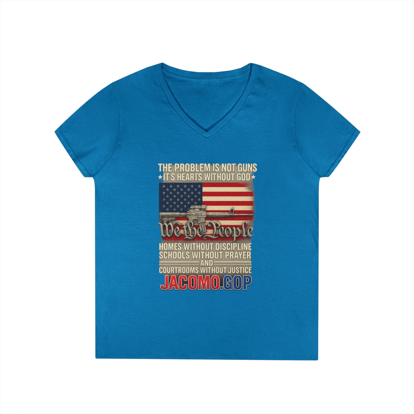 3D Statement 1 Women's V-Neck T-Shirt for Supporters | Political Apparel, Election Gear, Gift for Activists, Red State Pride, 4th of July