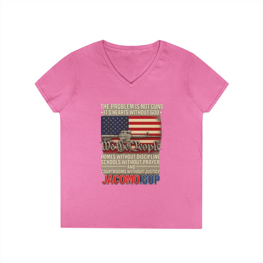 3D Statement 1 Women's V-Neck T-Shirt for Supporters | Political Apparel, Election Gear, Gift for Activists, Red State Pride, 4th of July