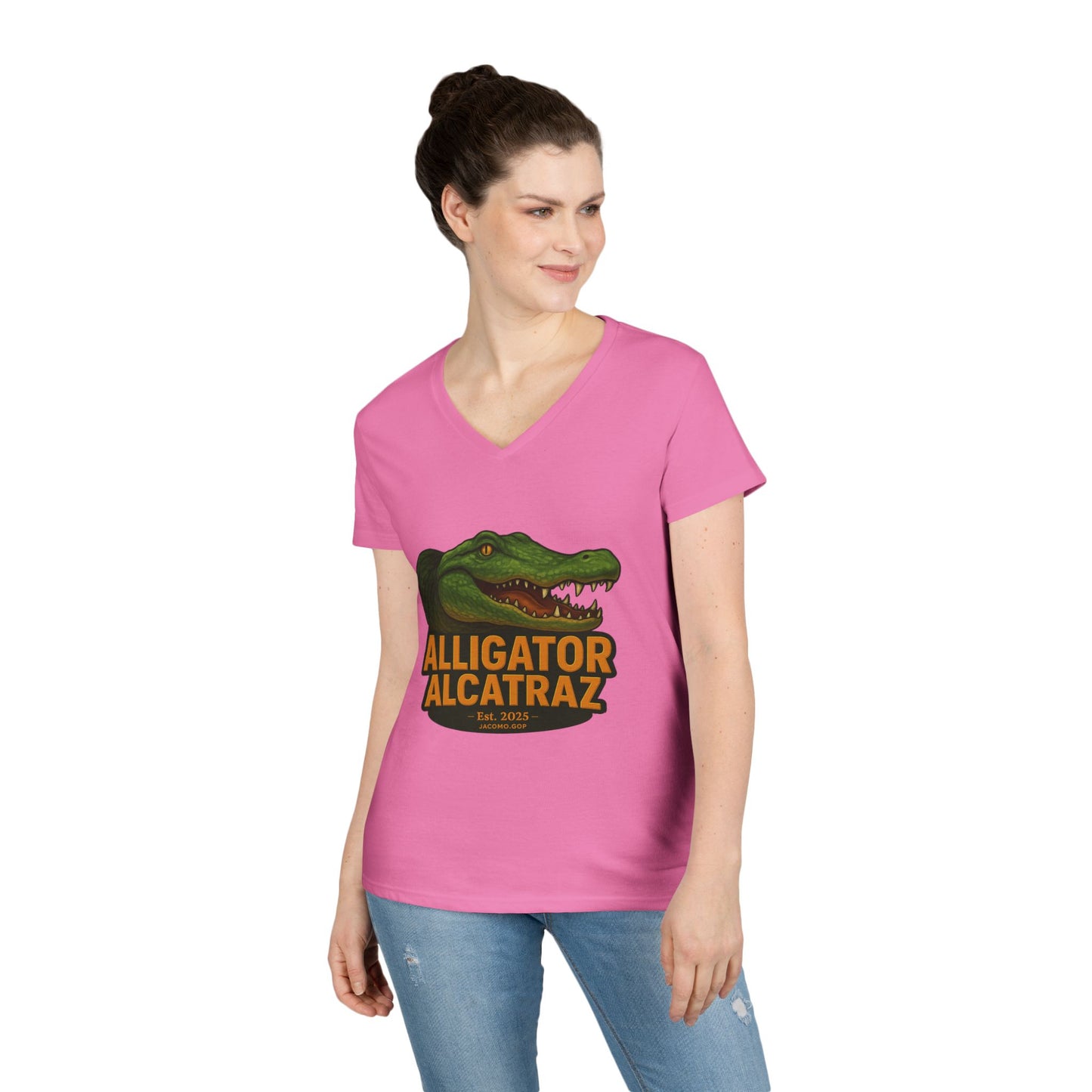 3D Alligator Alcatraz 2 Women's V-Neck T-Shirt for Supporters | Political Apparel, Election Gear, Gift for Activists, Red State Pride, 4th of July