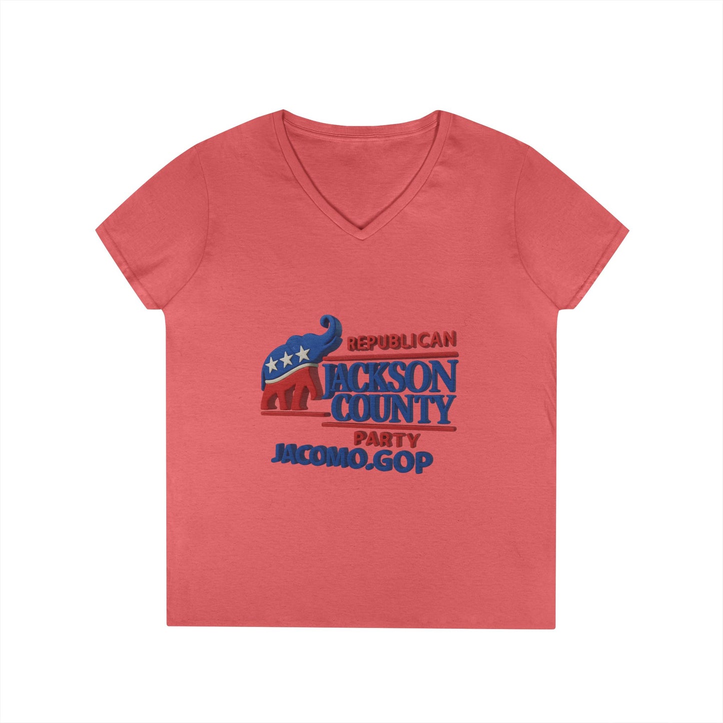 3D Women's Republican County V-Neck T-Shirt for Supporters | Political Apparel, Election Gear, Gift for Activists, Red State Pride, 4th of July