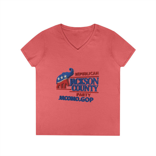 3D Women's Republican County V-Neck T-Shirt for Supporters | Political Apparel, Election Gear, Gift for Activists, Red State Pride, 4th of July