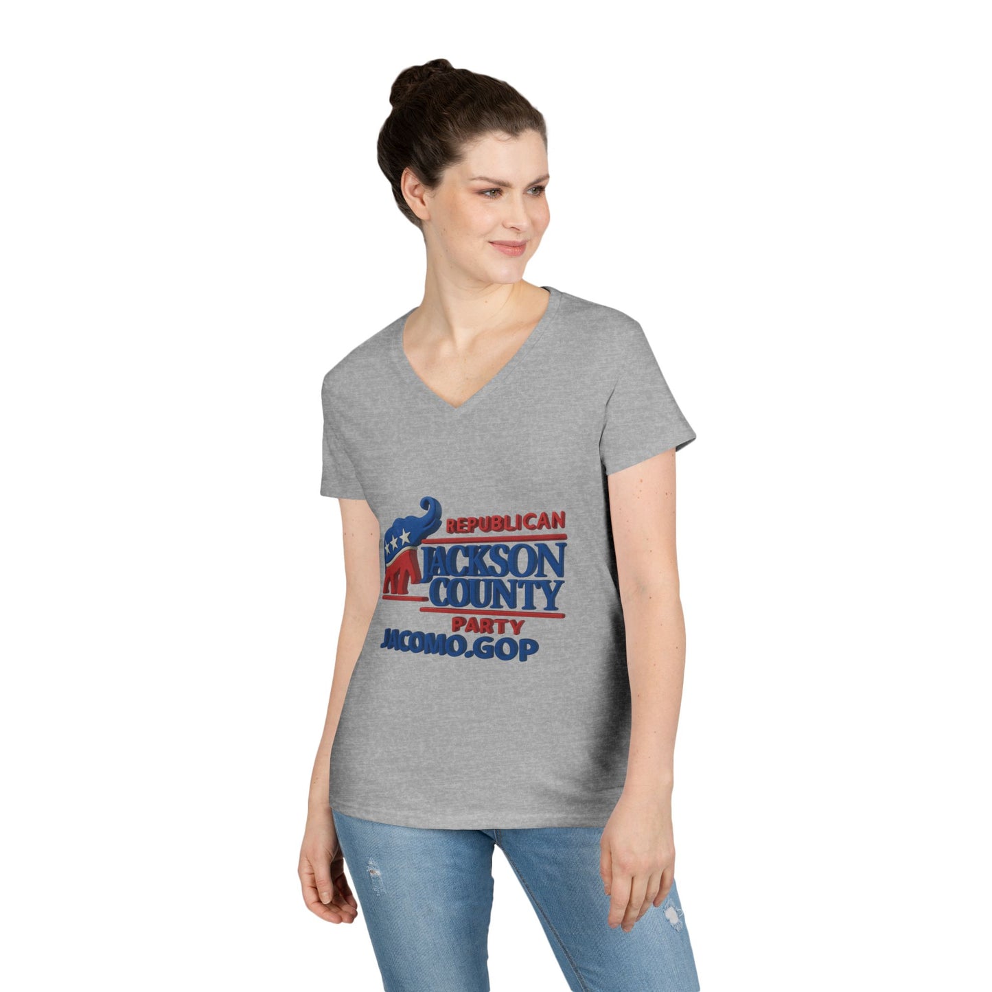 3D Women's Republican County V-Neck T-Shirt for Supporters | Political Apparel, Election Gear, Gift for Activists, Red State Pride, 4th of July