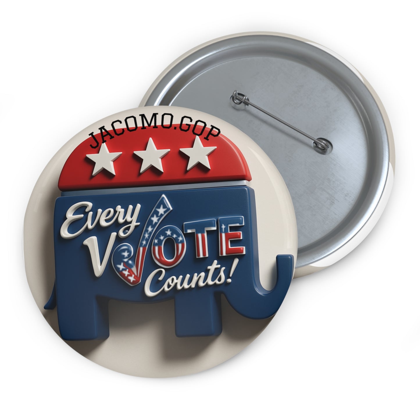 Custom Political Pin Buttons, Every Vote Counts, Election Badges, Campaign Accessories, Activism Gifts, Republican Merchandise