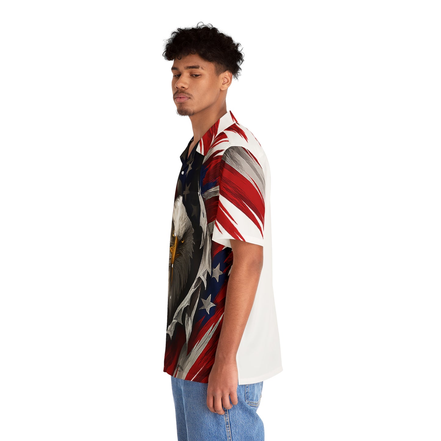 3D Eagle Print Hawaiian Shirt, Stylish Summer Shirt, AOP Shirt