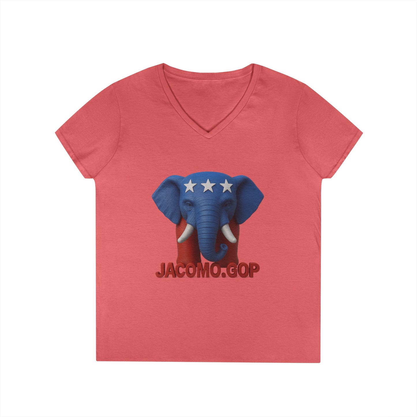 3D Women's bold GOP Elephant V-Neck T-Shirt for Supporters | Political Apparel, Election Gear, Gift for Activists, Red State Pride, 4th of July