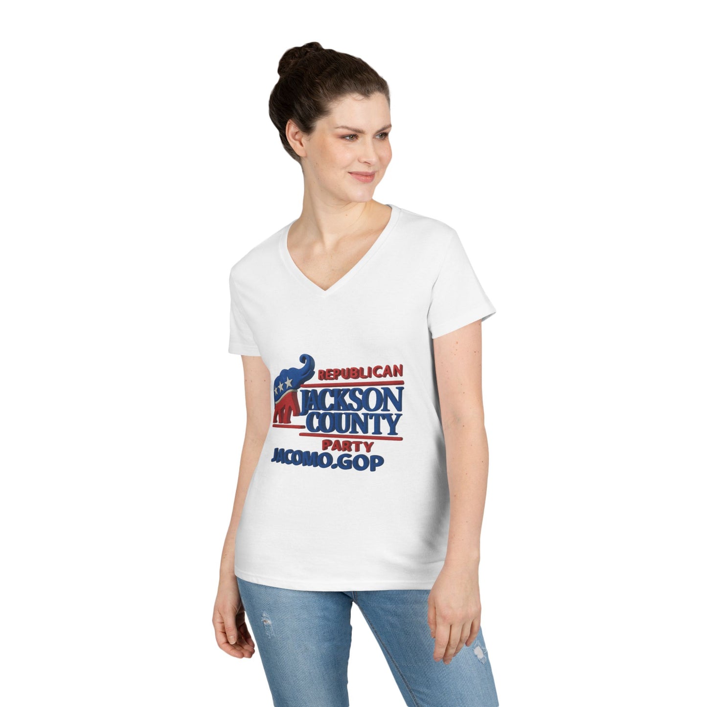 3D Women's Republican County V-Neck T-Shirt for Supporters | Political Apparel, Election Gear, Gift for Activists, Red State Pride, 4th of July