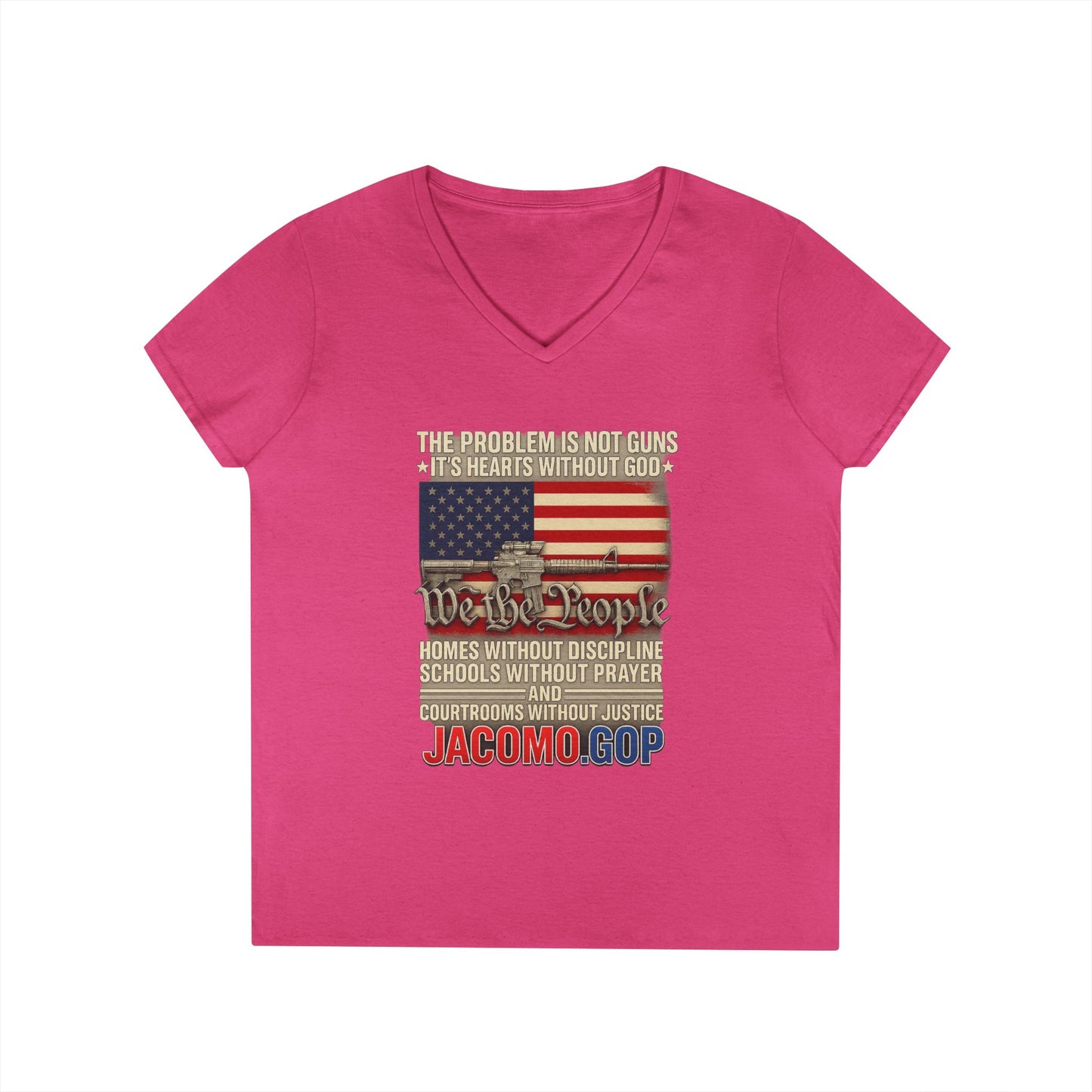 3D Statement 1 Women's V-Neck T-Shirt for Supporters | Political Apparel, Election Gear, Gift for Activists, Red State Pride, 4th of July