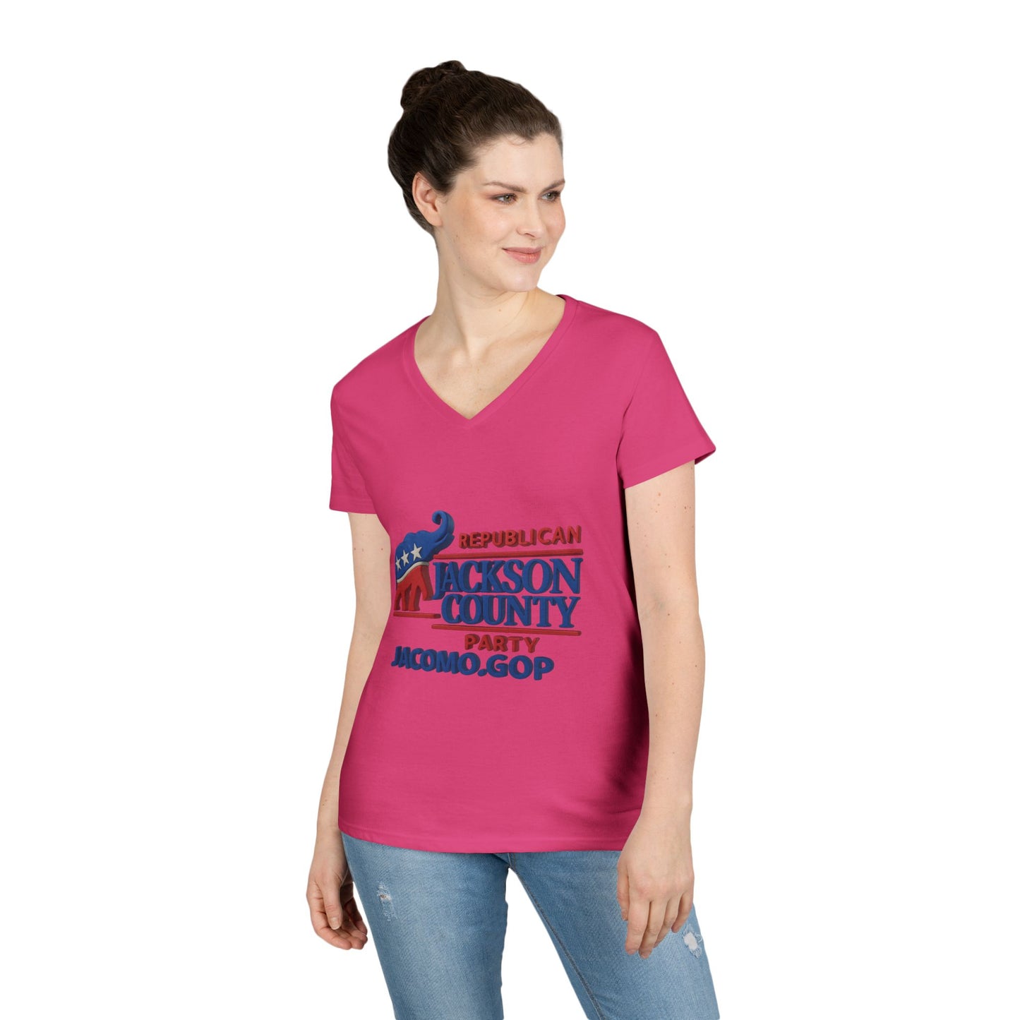 3D Women's Republican County V-Neck T-Shirt for Supporters | Political Apparel, Election Gear, Gift for Activists, Red State Pride, 4th of July