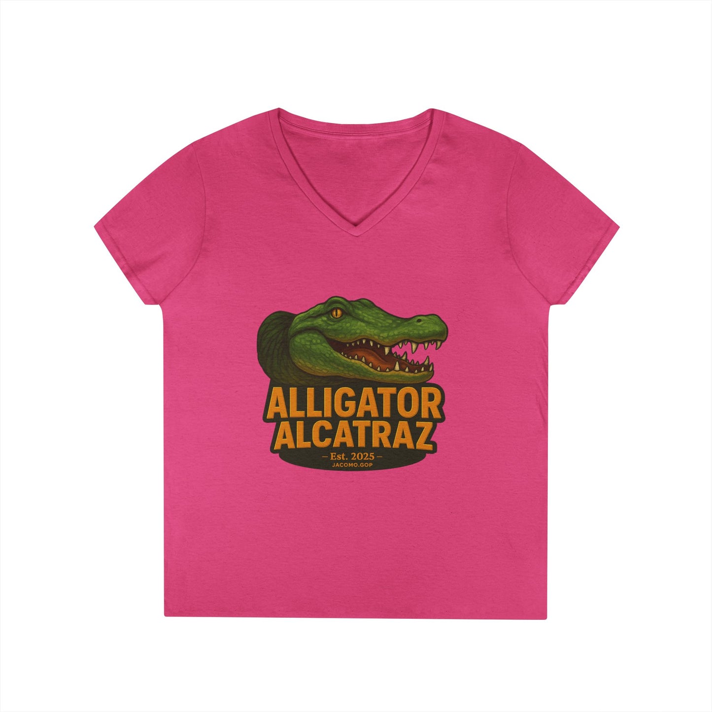 3D Alligator Alcatraz 2 Women's V-Neck T-Shirt for Supporters | Political Apparel, Election Gear, Gift for Activists, Red State Pride, 4th of July