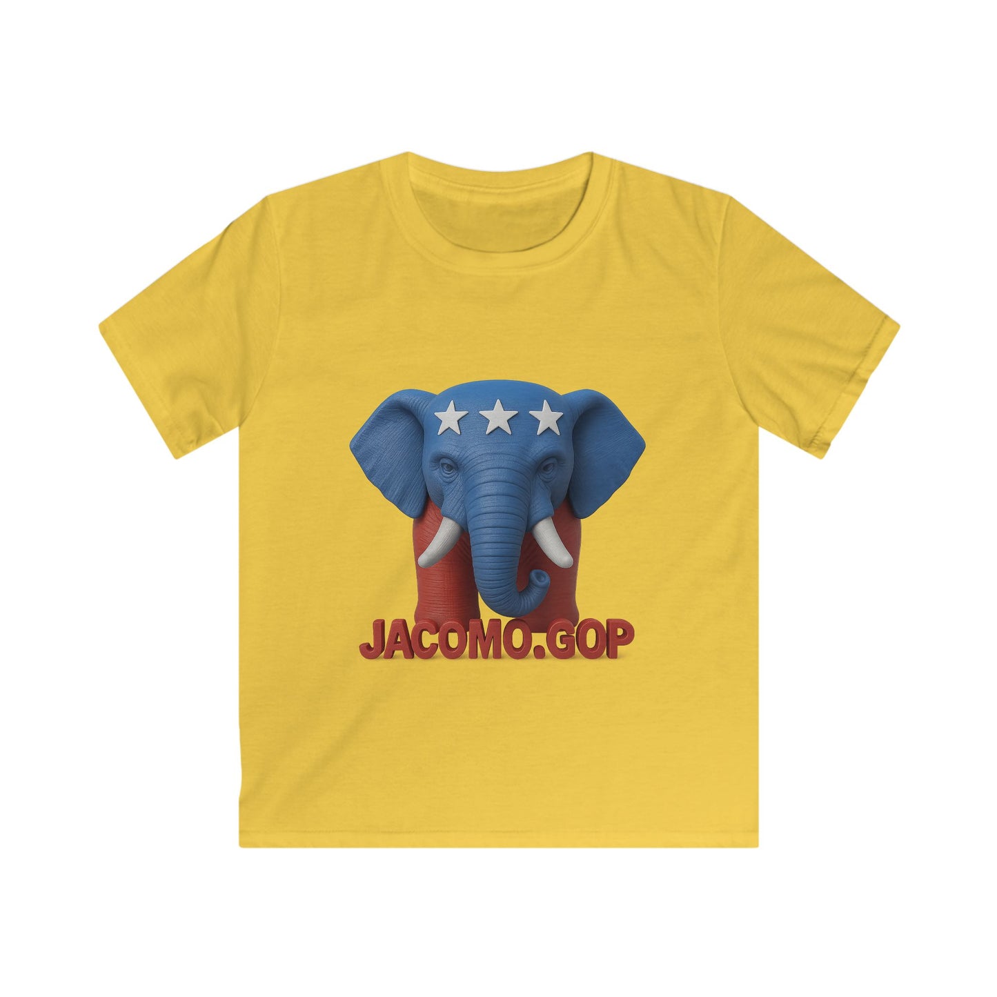 3D Bold JACOMO GOP Elephant Kids/Youth Softstyle Tee, Fun Graphic T-Shirt, Boys and Girls Casual Wear, Birthday Gift, Adventure Tee, Playful Kids Apparel