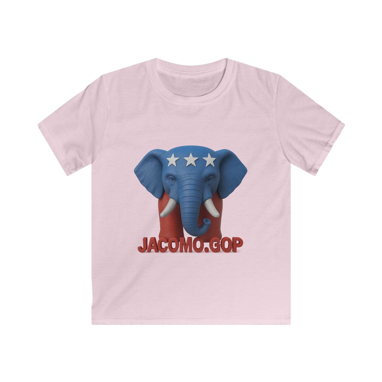 3D Bold JACOMO GOP Elephant Kids/Youth Softstyle Tee, Fun Graphic T-Shirt, Boys and Girls Casual Wear, Birthday Gift, Adventure Tee, Playful Kids Apparel