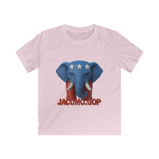 3D Bold JACOMO GOP Elephant Kids/Youth Softstyle Tee, Fun Graphic T-Shirt, Boys and Girls Casual Wear, Birthday Gift, Adventure Tee, Playful Kids Apparel
