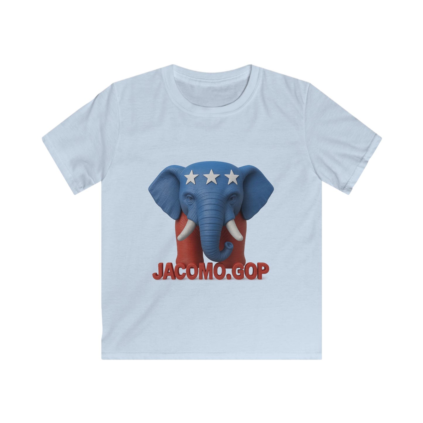 3D Bold JACOMO GOP Elephant Kids/Youth Softstyle Tee, Fun Graphic T-Shirt, Boys and Girls Casual Wear, Birthday Gift, Adventure Tee, Playful Kids Apparel