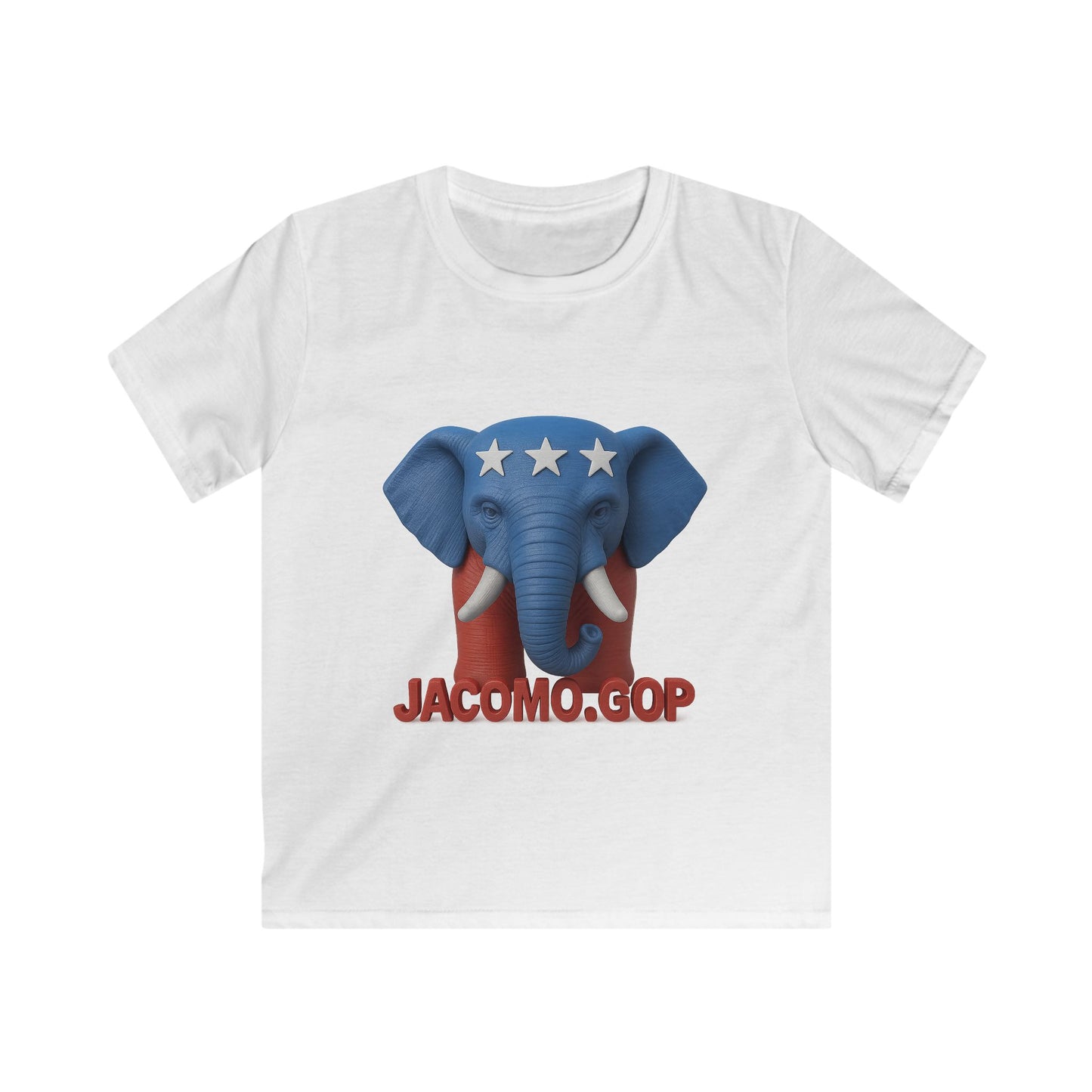 3D Bold JACOMO GOP Elephant Kids/Youth Softstyle Tee, Fun Graphic T-Shirt, Boys and Girls Casual Wear, Birthday Gift, Adventure Tee, Playful Kids Apparel