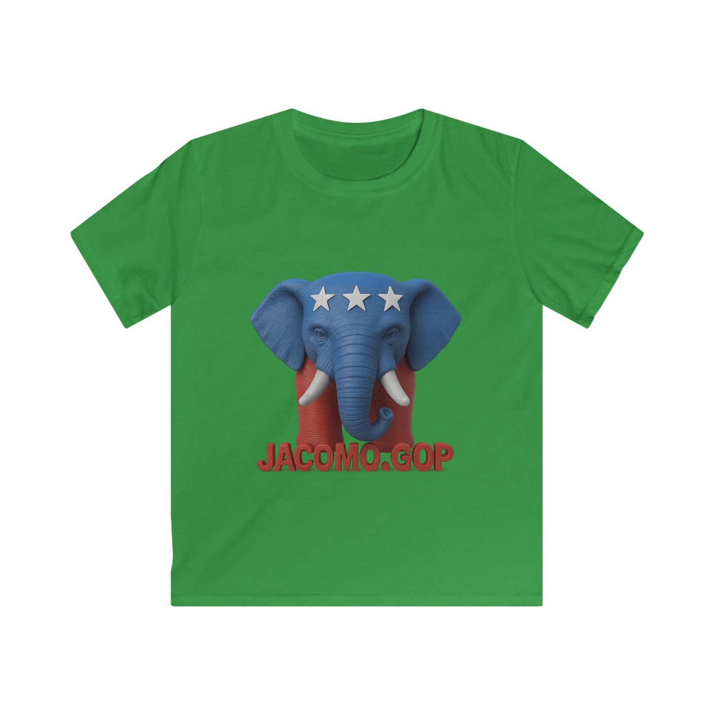 3D Bold JACOMO GOP Elephant Kids/Youth Softstyle Tee, Fun Graphic T-Shirt, Boys and Girls Casual Wear, Birthday Gift, Adventure Tee, Playful Kids Apparel