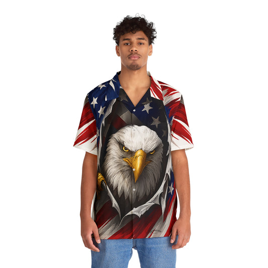 3D Eagle Print Hawaiian Shirt, Stylish Summer Shirt, AOP Shirt