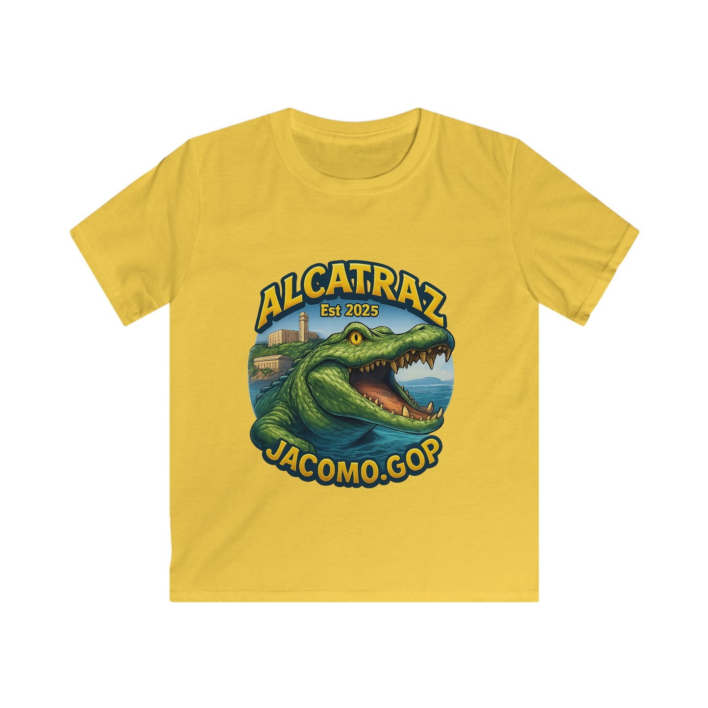 3D Alcatraz 1 Kids/Youth Softstyle Tee, Fun Graphic T-Shirt, Boys and Girls Casual Wear, Birthday Gift, Adventure Tee, Playful Kids Apparel