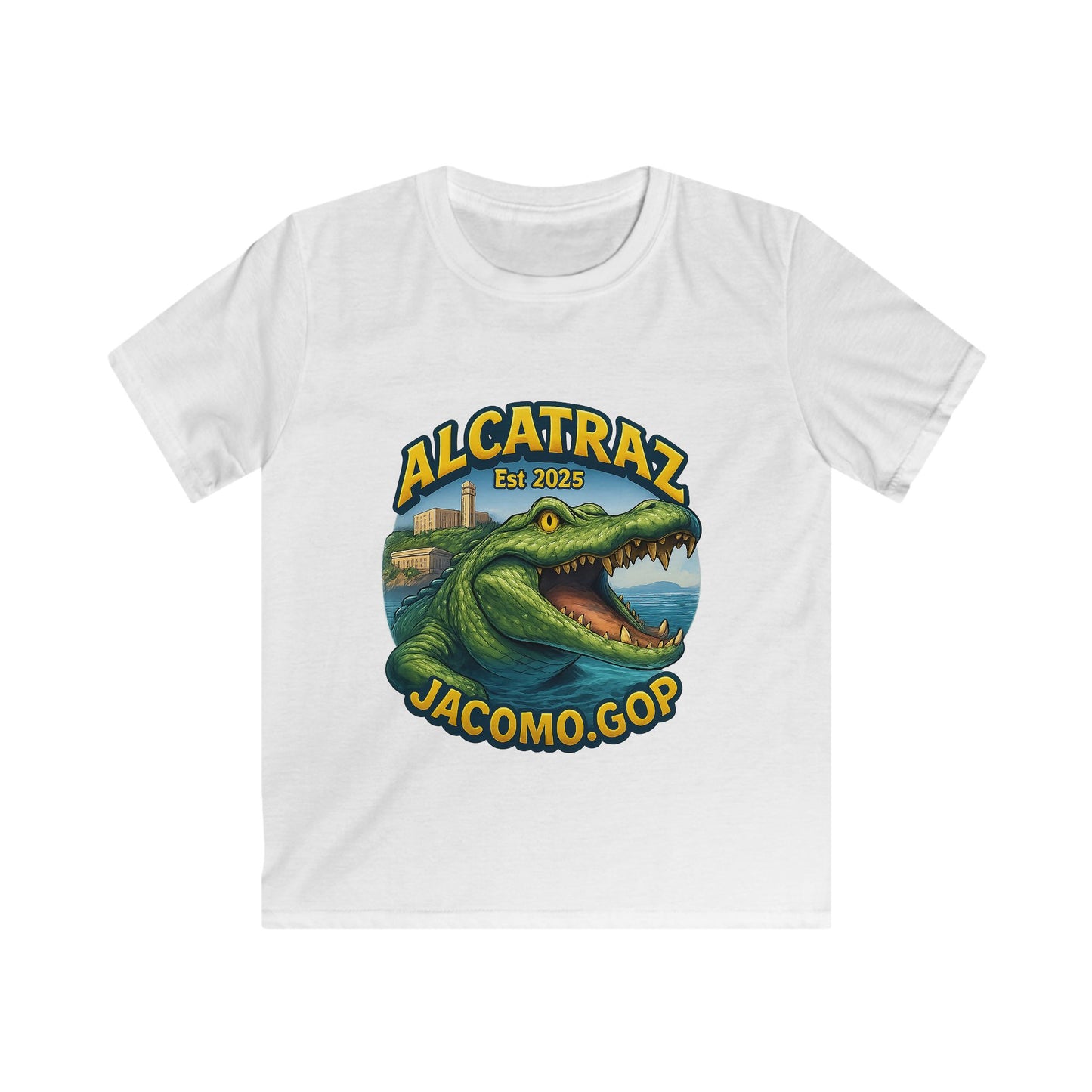 3D Alcatraz 1 Kids/Youth Softstyle Tee, Fun Graphic T-Shirt, Boys and Girls Casual Wear, Birthday Gift, Adventure Tee, Playful Kids Apparel