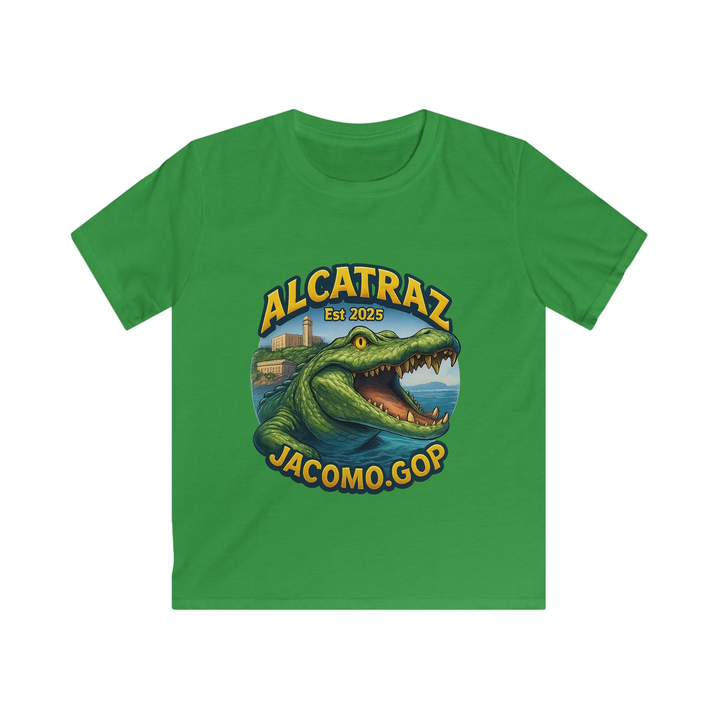 3D Alcatraz 1 Kids/Youth Softstyle Tee, Fun Graphic T-Shirt, Boys and Girls Casual Wear, Birthday Gift, Adventure Tee, Playful Kids Apparel