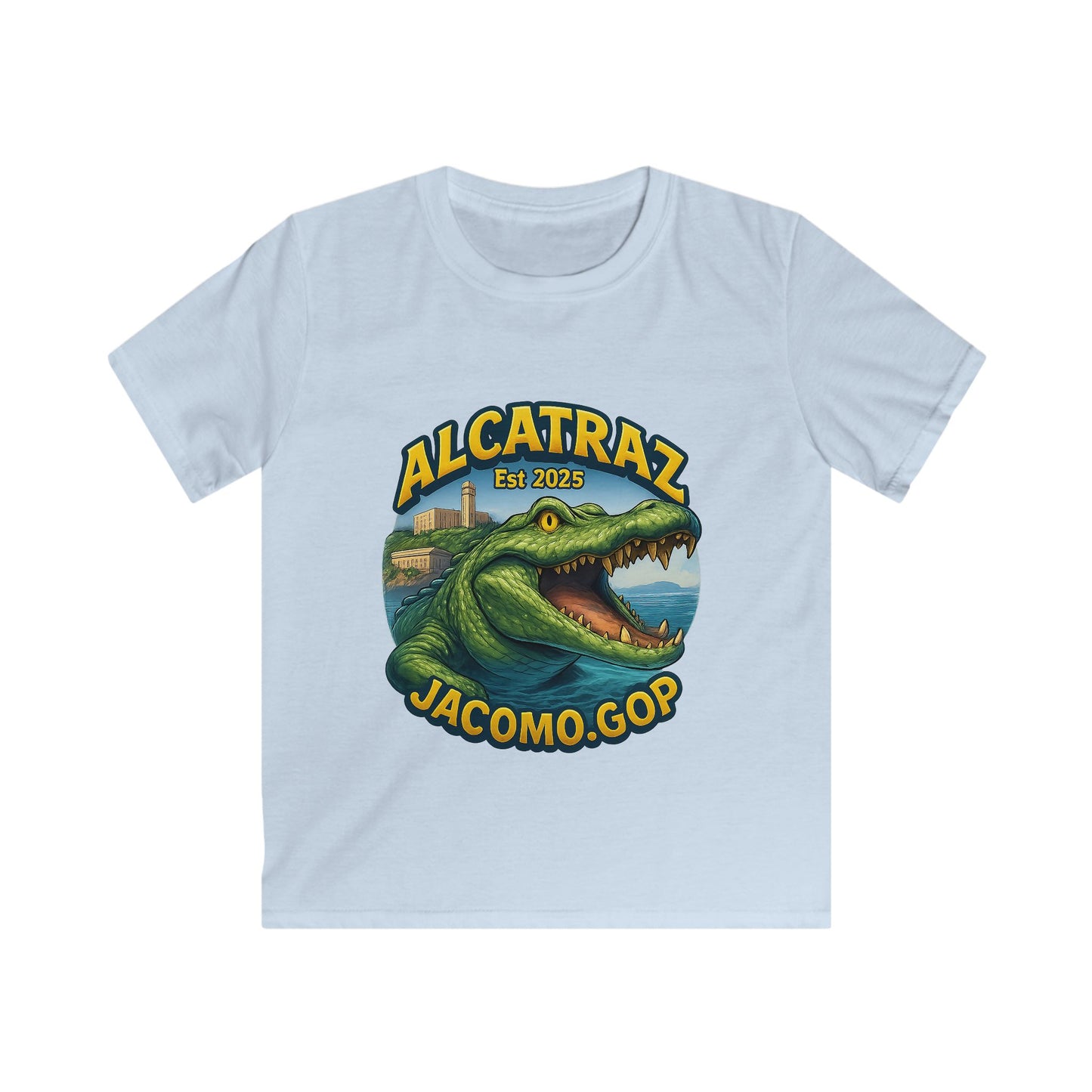 3D Alcatraz 1 Kids/Youth Softstyle Tee, Fun Graphic T-Shirt, Boys and Girls Casual Wear, Birthday Gift, Adventure Tee, Playful Kids Apparel