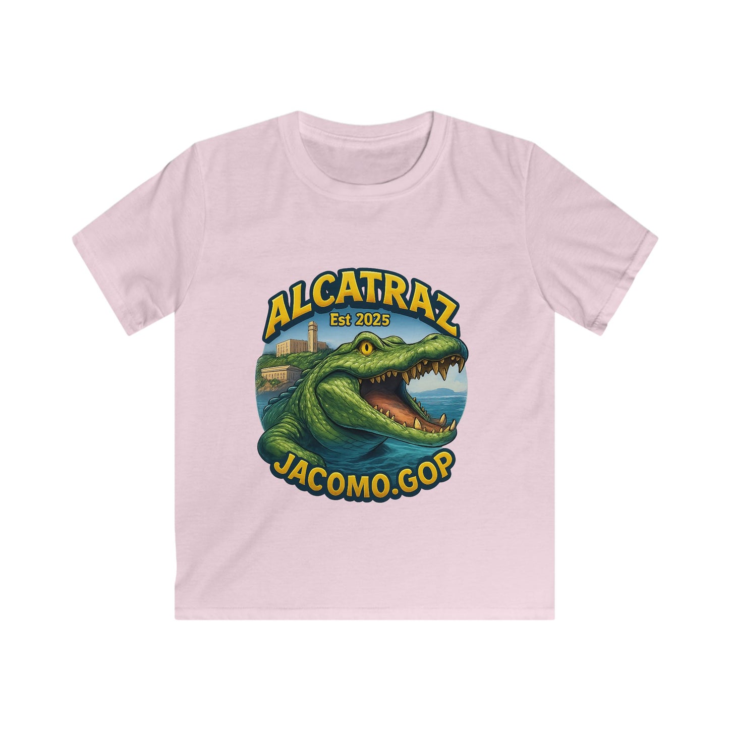 3D Alcatraz 1 Kids/Youth Softstyle Tee, Fun Graphic T-Shirt, Boys and Girls Casual Wear, Birthday Gift, Adventure Tee, Playful Kids Apparel