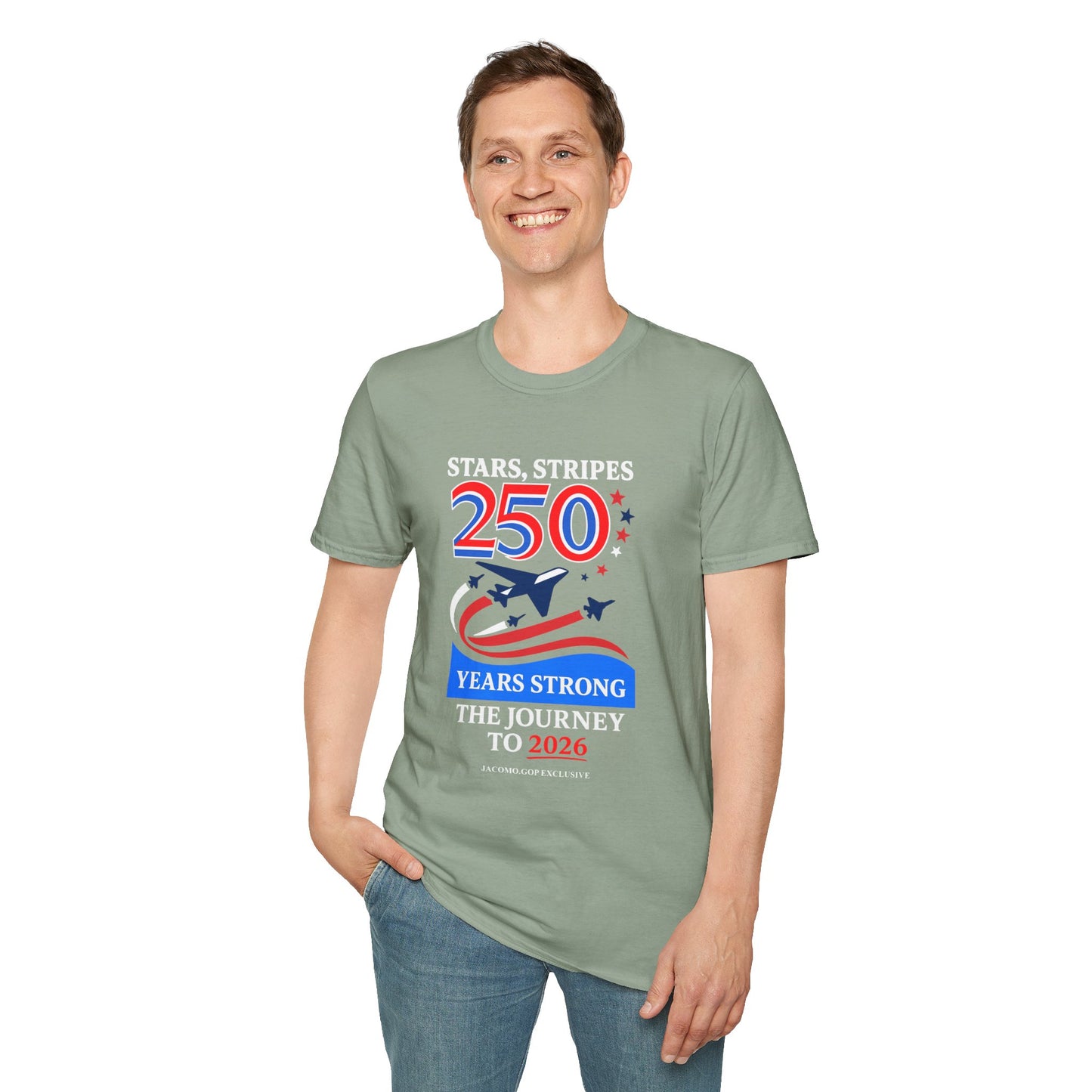 Patriotic Anniversary T-Shirt, Fourth of July shirt, Stars and Stripes tee, 250 Years Strong shirt, USA celebration apparel