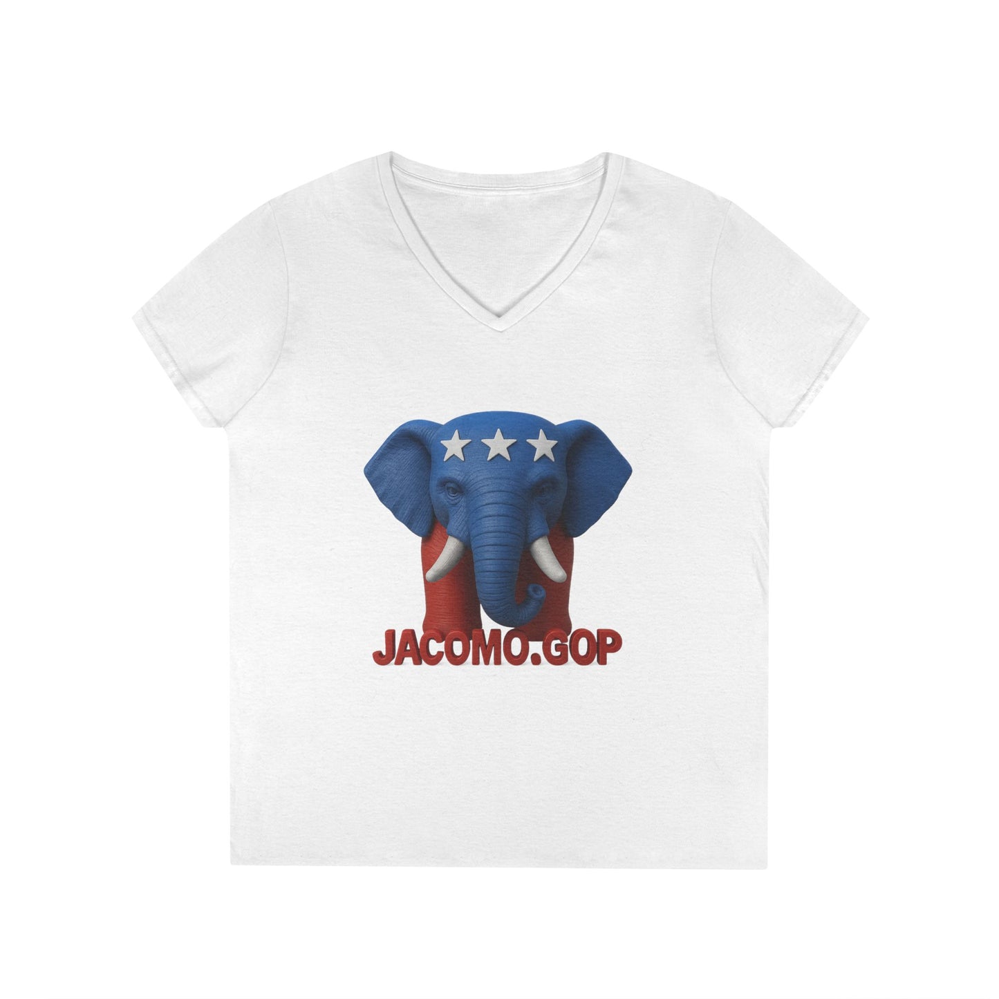 3D Women's bold GOP Elephant V-Neck T-Shirt for Supporters | Political Apparel, Election Gear, Gift for Activists, Red State Pride, 4th of July