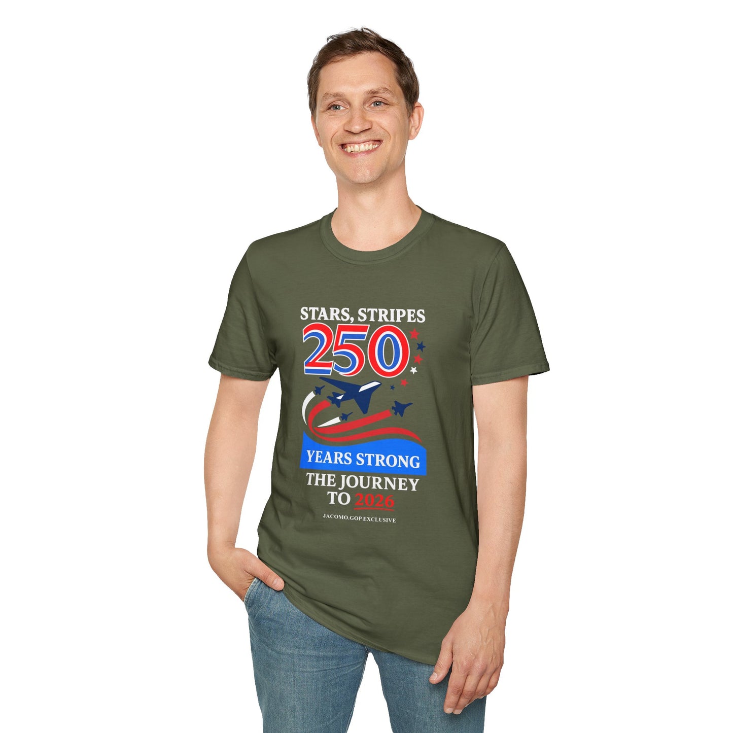 Patriotic Anniversary T-Shirt, Fourth of July shirt, Stars and Stripes tee, 250 Years Strong shirt, USA celebration apparel