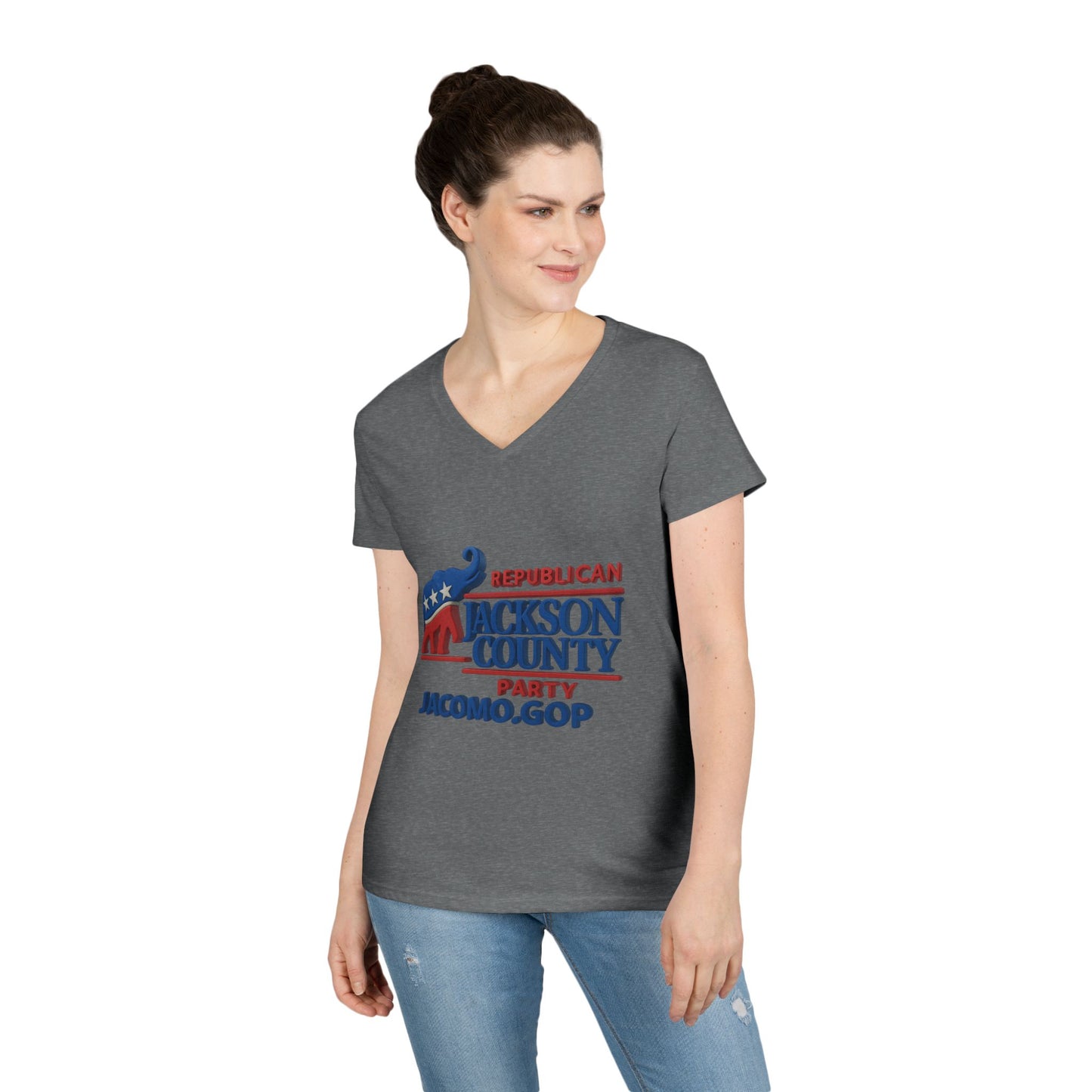 3D Women's Republican County V-Neck T-Shirt for Supporters | Political Apparel, Election Gear, Gift for Activists, Red State Pride, 4th of July