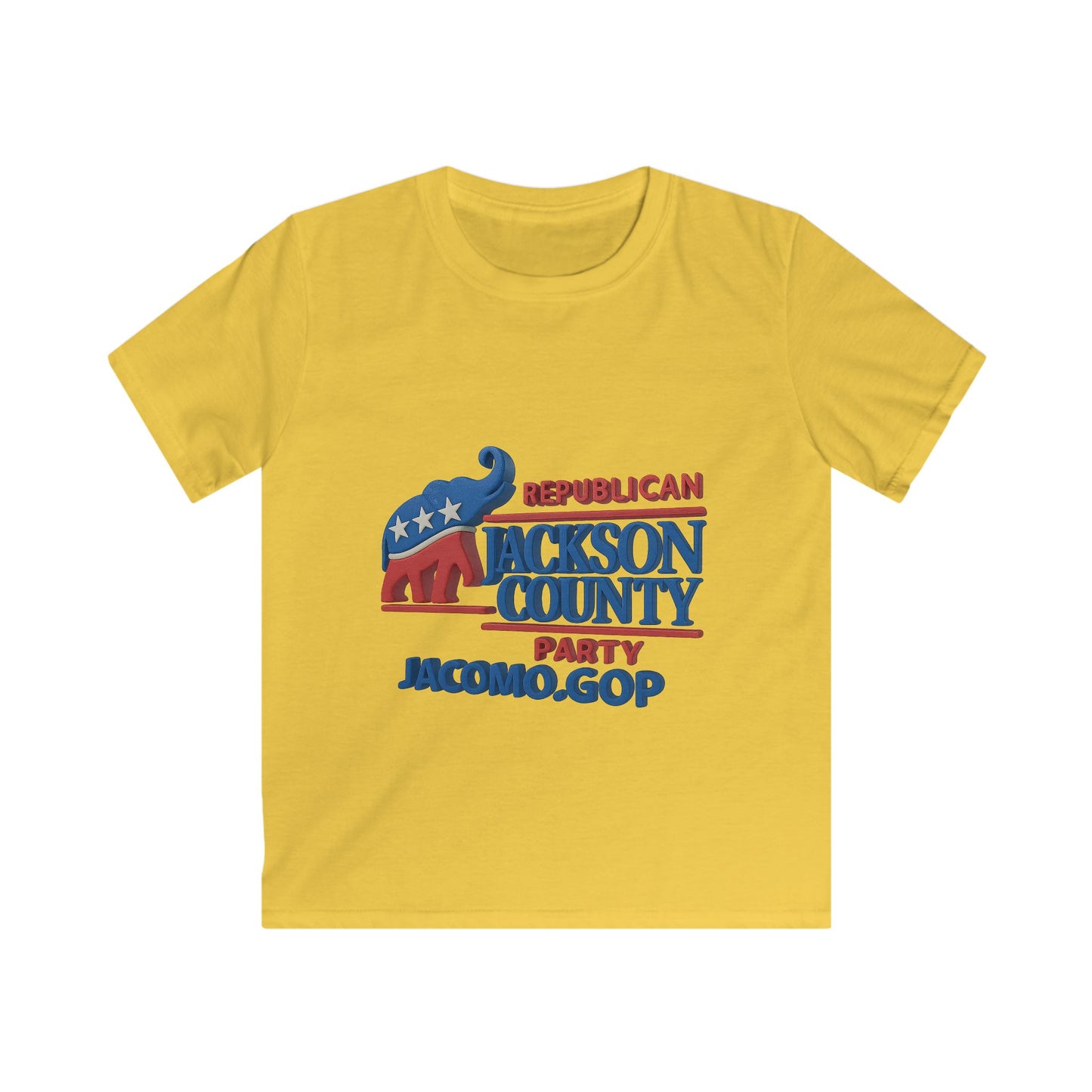 3D GOP PARTY DESIGN Kids/Youth Softstyle Tee, Fun Graphic T-Shirt, Boys and Girls Casual Wear, Birthday Gift, Adventure Tee, Playful Kids Apparel