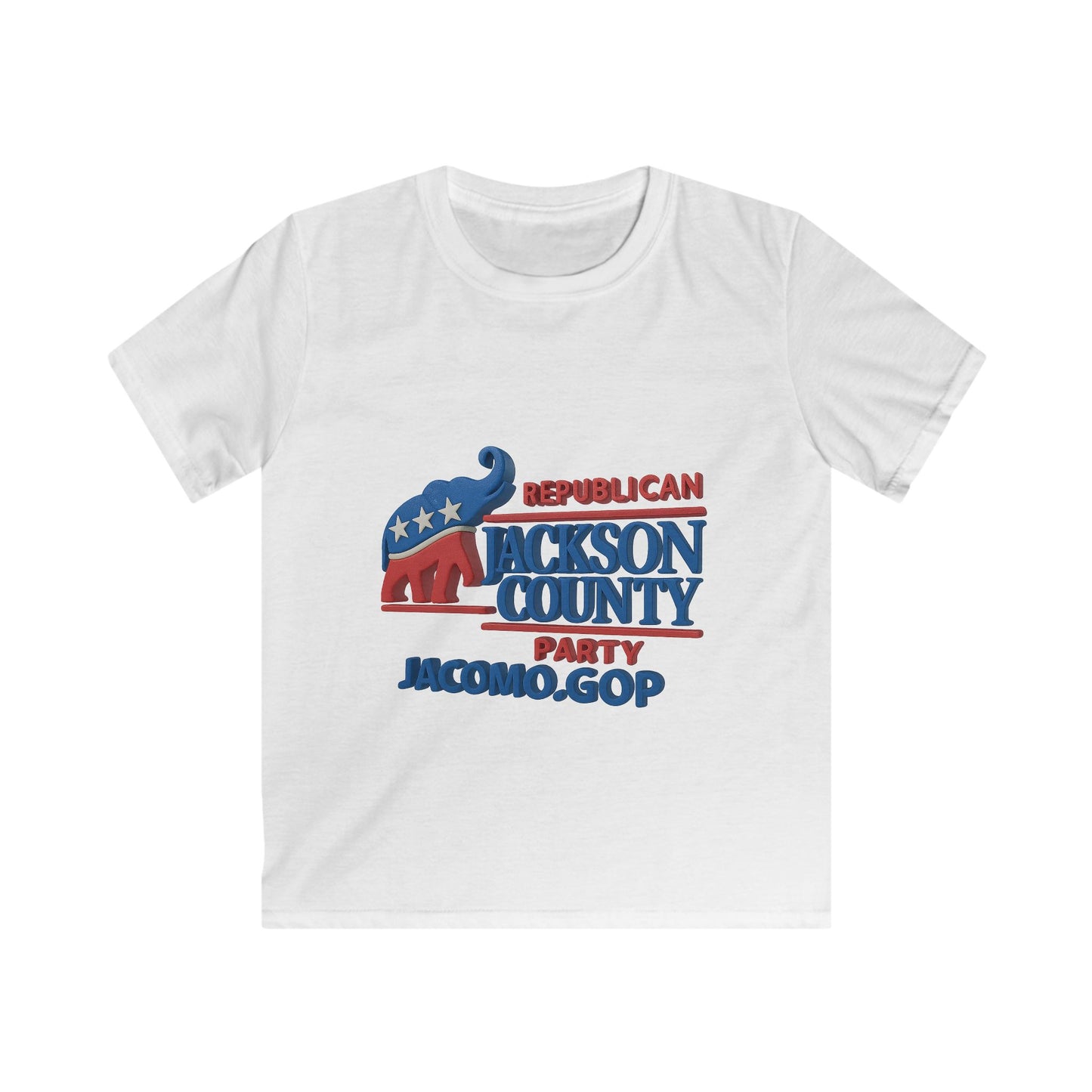 3D GOP PARTY DESIGN Kids/Youth Softstyle Tee, Fun Graphic T-Shirt, Boys and Girls Casual Wear, Birthday Gift, Adventure Tee, Playful Kids Apparel