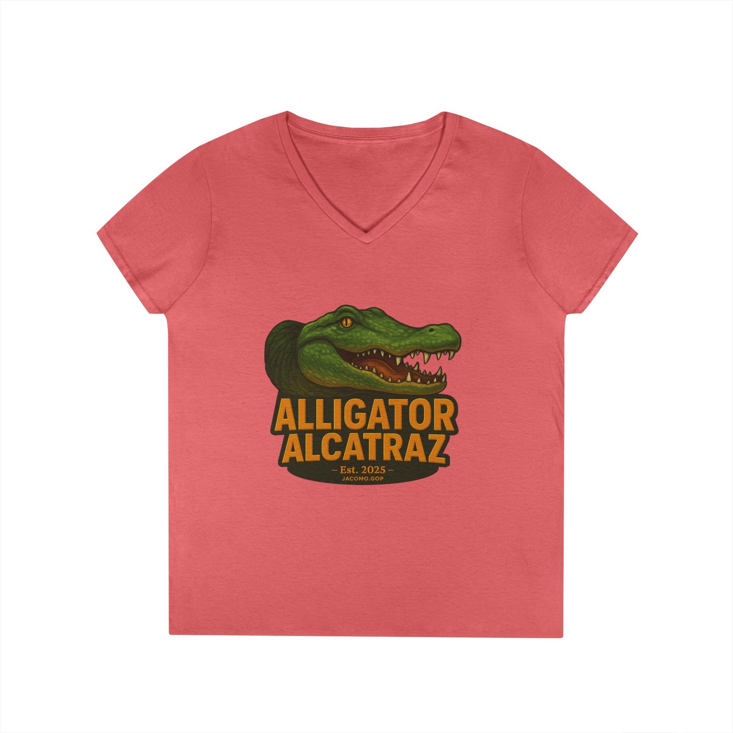 3D Alligator Alcatraz 2 Women's V-Neck T-Shirt for Supporters | Political Apparel, Election Gear, Gift for Activists, Red State Pride, 4th of July