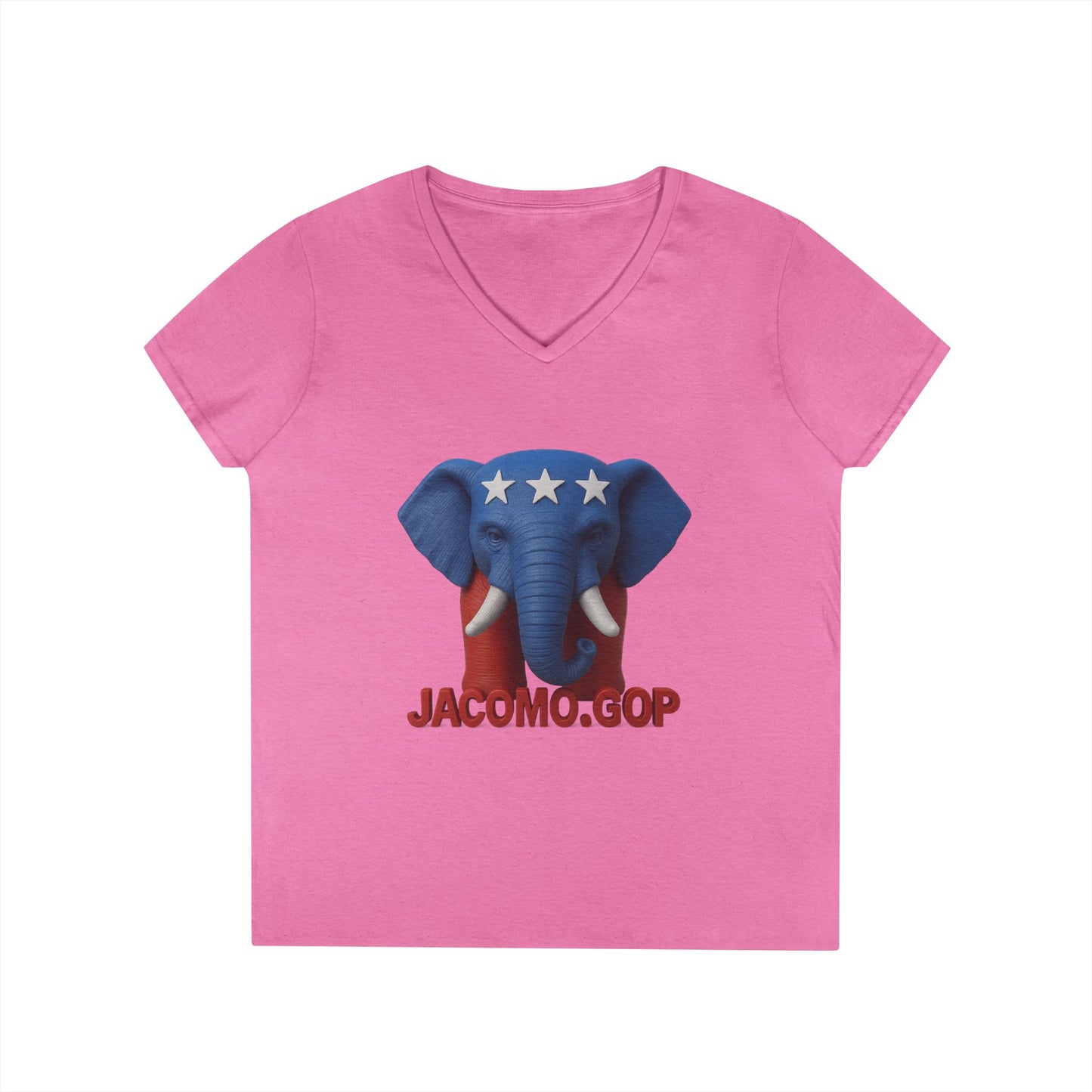 3D Women's bold GOP Elephant V-Neck T-Shirt for Supporters | Political Apparel, Election Gear, Gift for Activists, Red State Pride, 4th of July