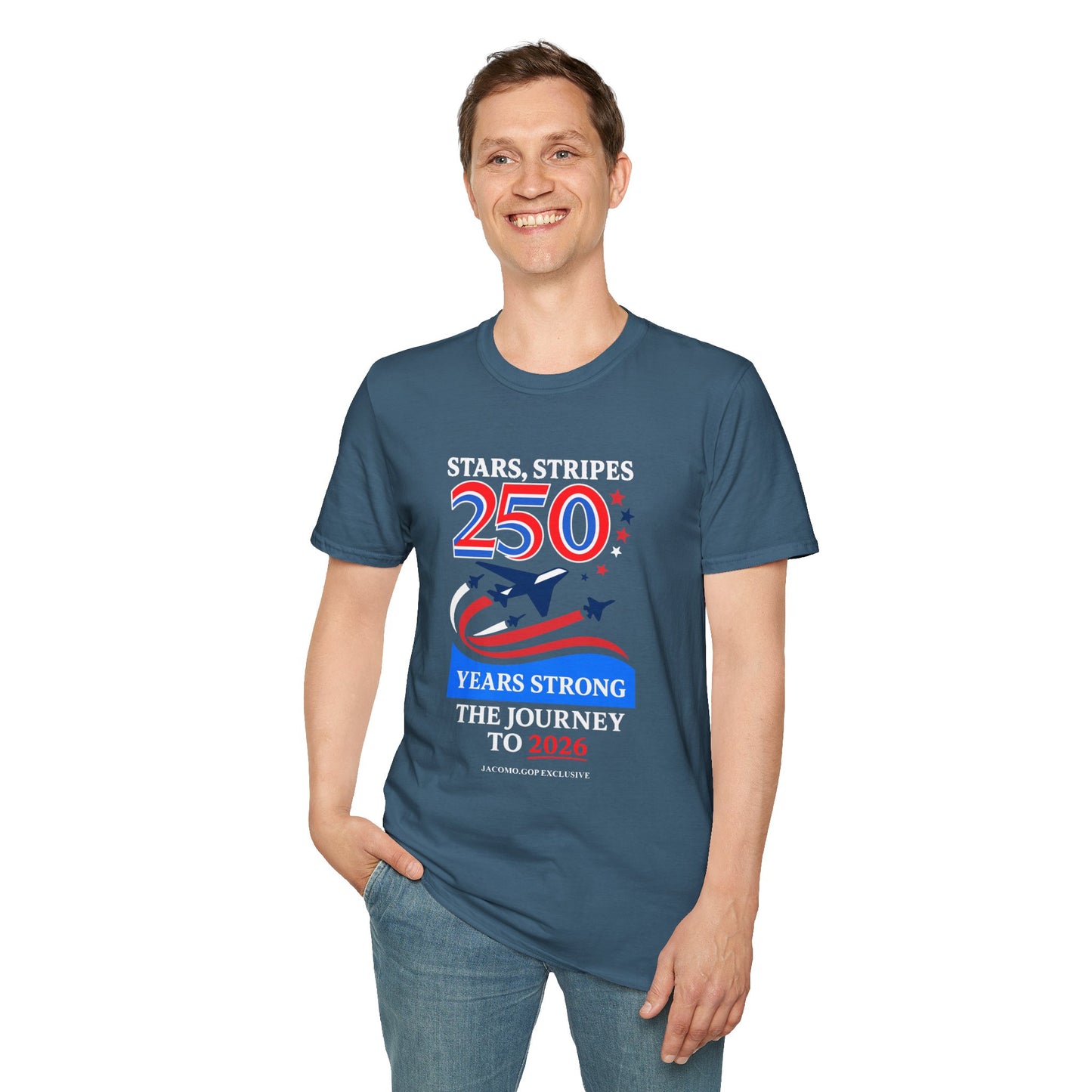 Patriotic Anniversary T-Shirt, Fourth of July shirt, Stars and Stripes tee, 250 Years Strong shirt, USA celebration apparel