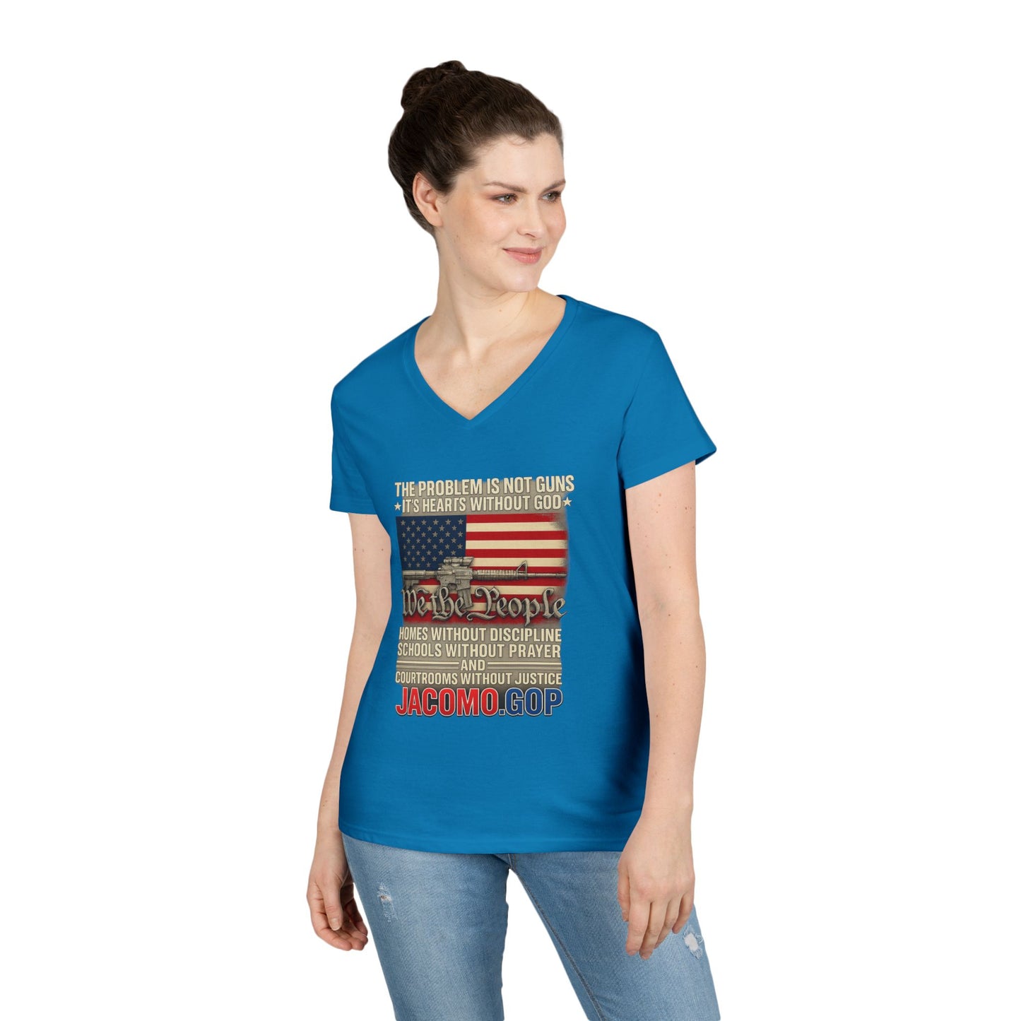 3D Statement 1 Women's V-Neck T-Shirt for Supporters | Political Apparel, Election Gear, Gift for Activists, Red State Pride, 4th of July