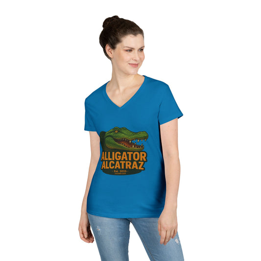 3D Alligator Alcatraz 2 Women's V-Neck T-Shirt for Supporters | Political Apparel, Election Gear, Gift for Activists, Red State Pride, 4th of July