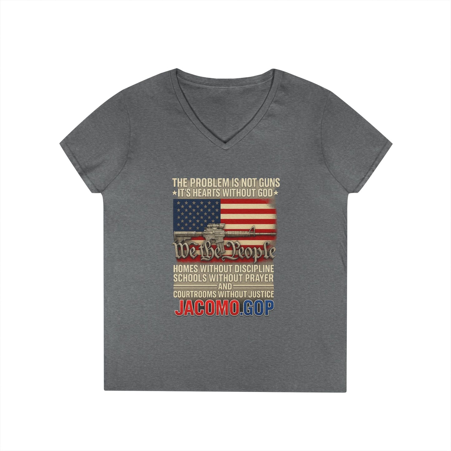 3D Statement 1 Women's V-Neck T-Shirt for Supporters | Political Apparel, Election Gear, Gift for Activists, Red State Pride, 4th of July
