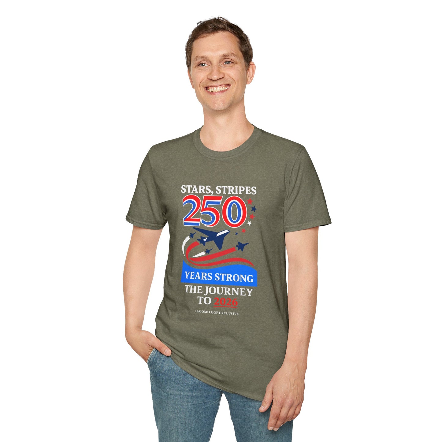 Patriotic Anniversary T-Shirt, Fourth of July shirt, Stars and Stripes tee, 250 Years Strong shirt, USA celebration apparel