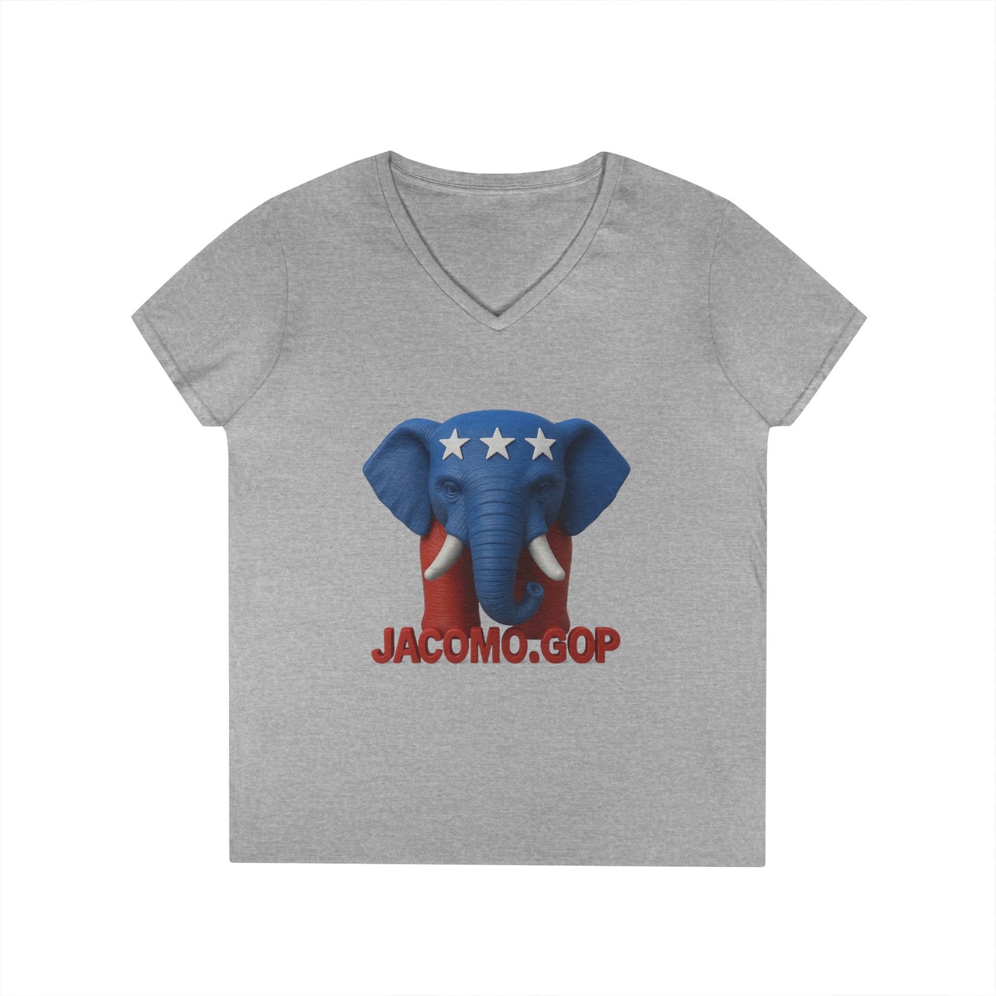 3D Women's bold GOP Elephant V-Neck T-Shirt for Supporters | Political Apparel, Election Gear, Gift for Activists, Red State Pride, 4th of July