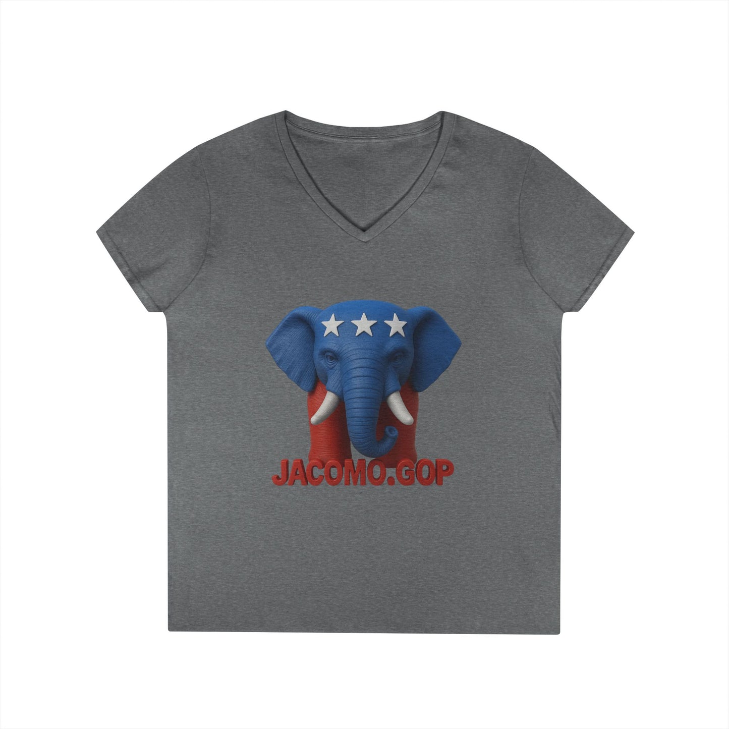 3D Women's bold GOP Elephant V-Neck T-Shirt for Supporters | Political Apparel, Election Gear, Gift for Activists, Red State Pride, 4th of July
