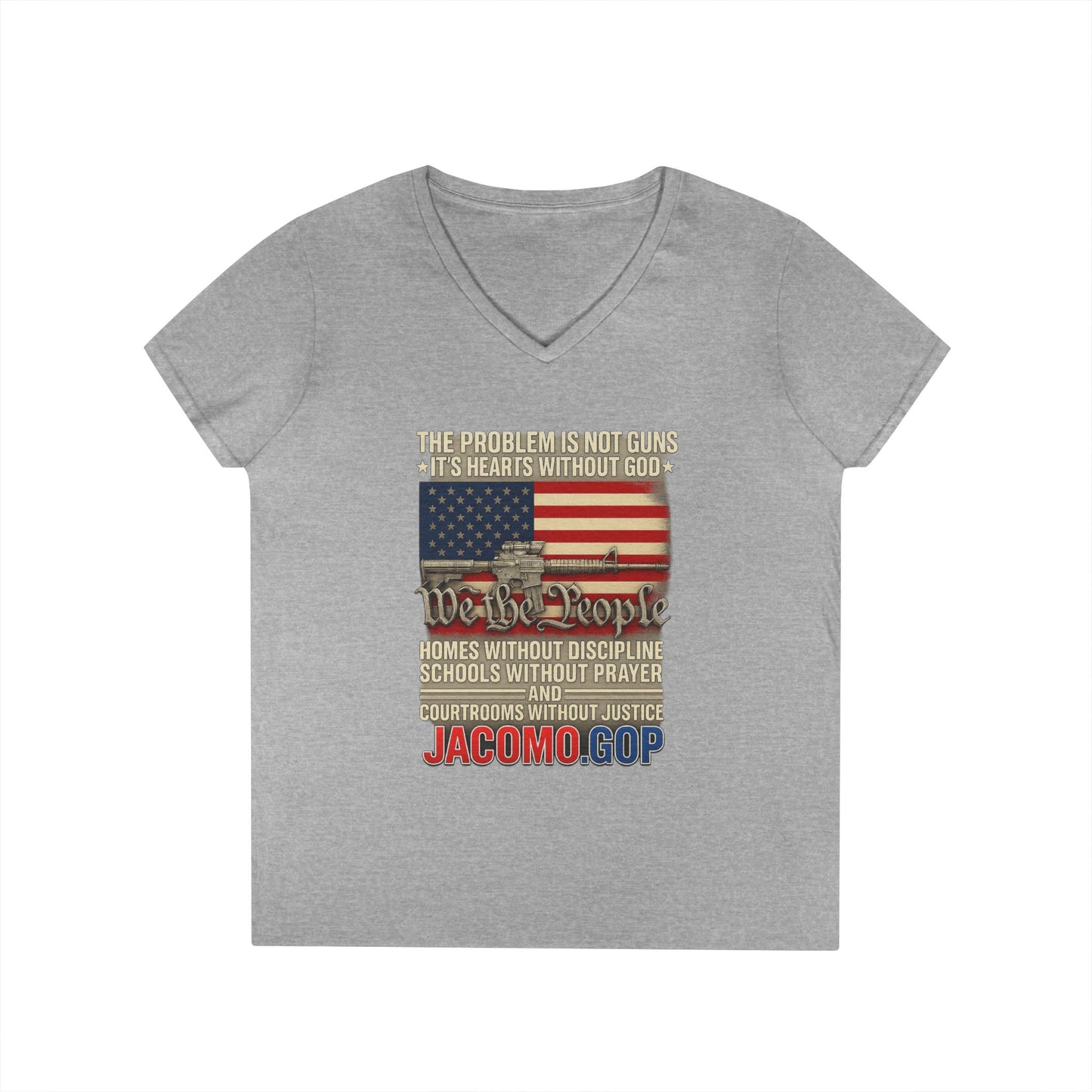 3D Statement 1 Women's V-Neck T-Shirt for Supporters | Political Apparel, Election Gear, Gift for Activists, Red State Pride, 4th of July
