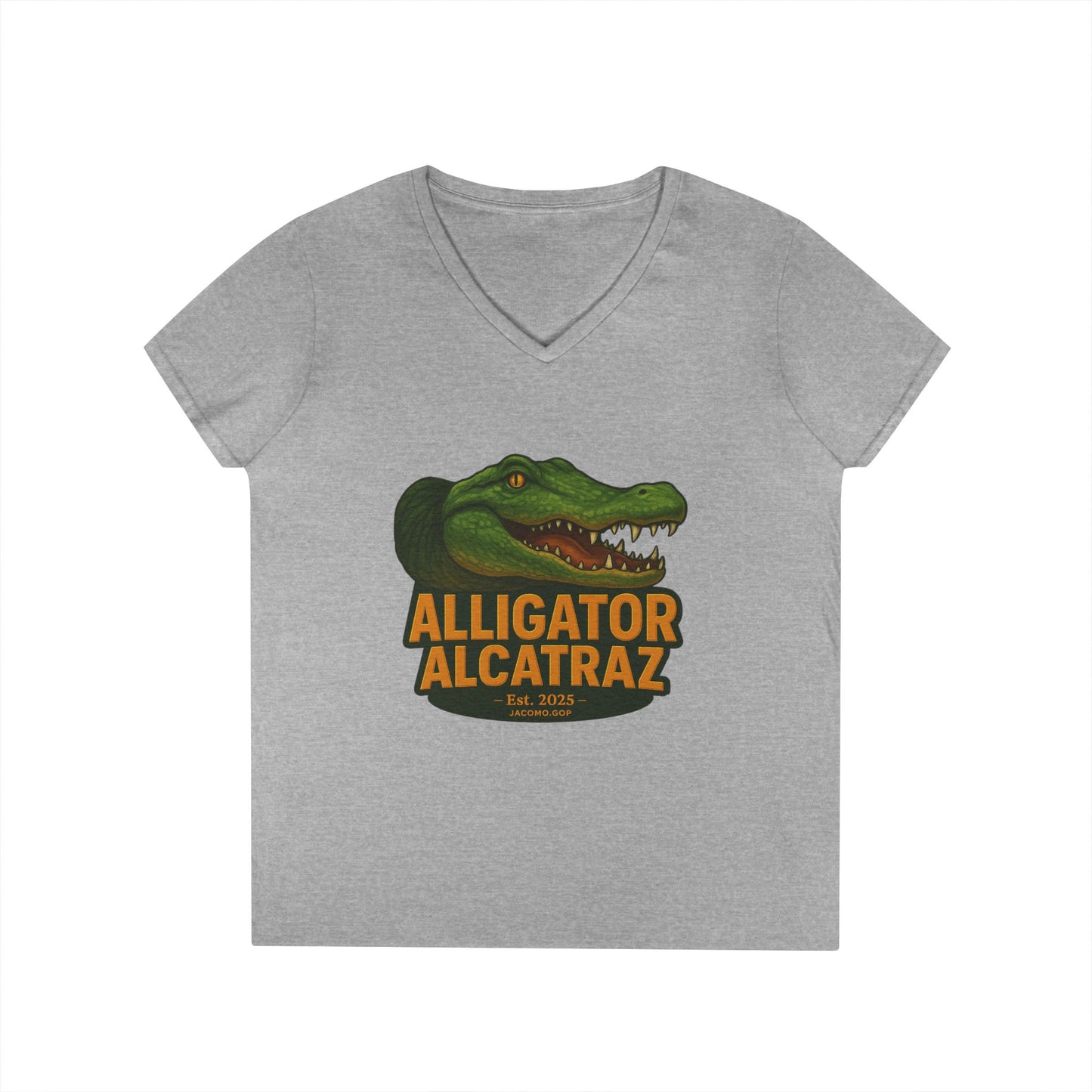 3D Alligator Alcatraz 2 Women's V-Neck T-Shirt for Supporters | Political Apparel, Election Gear, Gift for Activists, Red State Pride, 4th of July