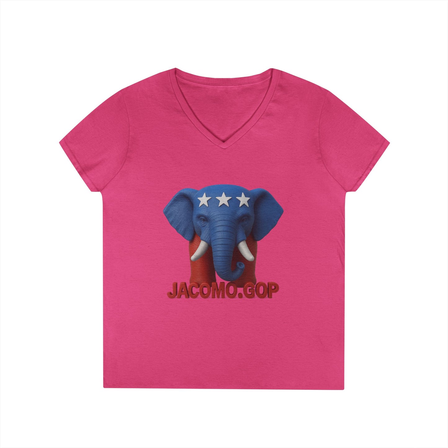 3D Women's bold GOP Elephant V-Neck T-Shirt for Supporters | Political Apparel, Election Gear, Gift for Activists, Red State Pride, 4th of July