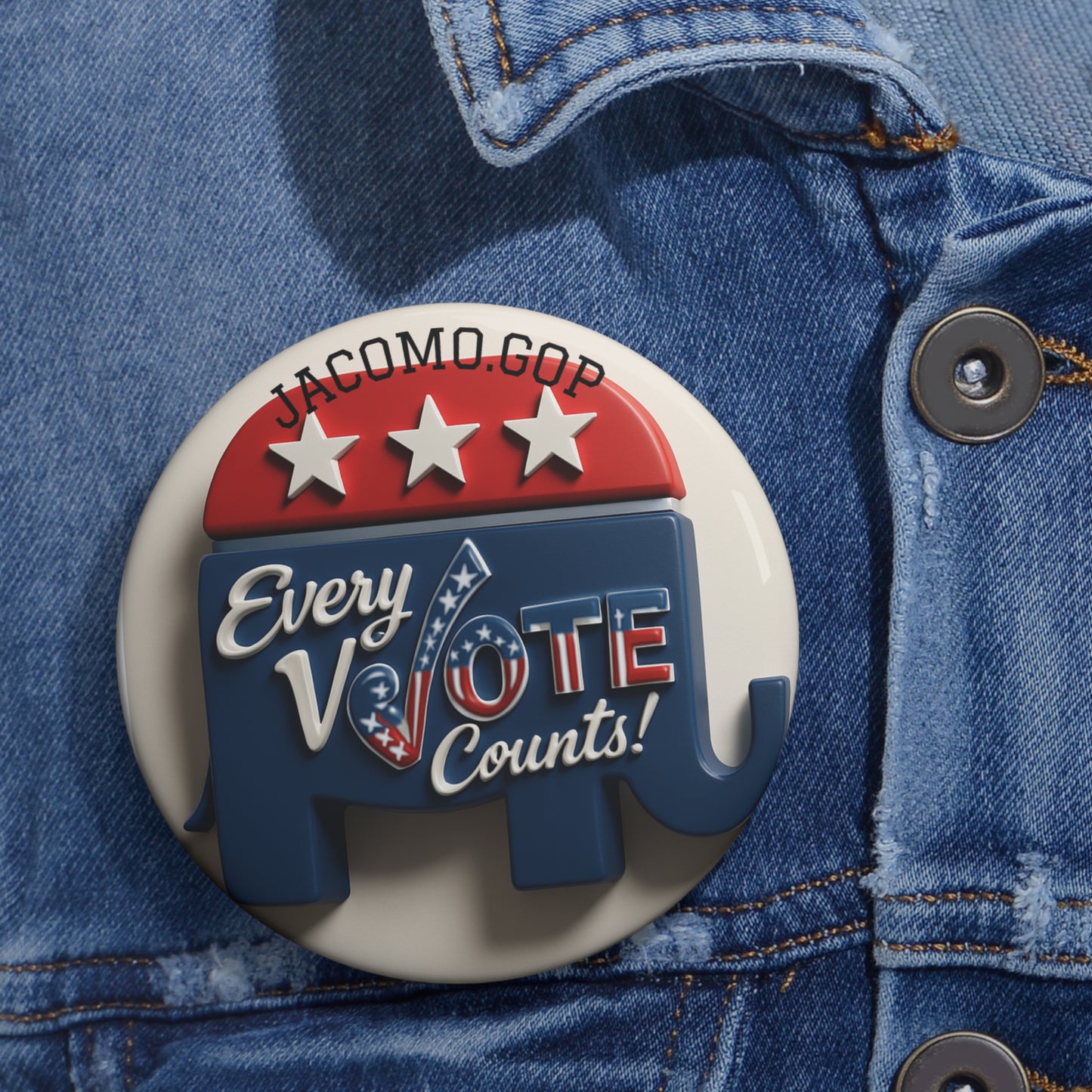 Custom Political Pin Buttons, Every Vote Counts, Election Badges, Campaign Accessories, Activism Gifts, Republican Merchandise