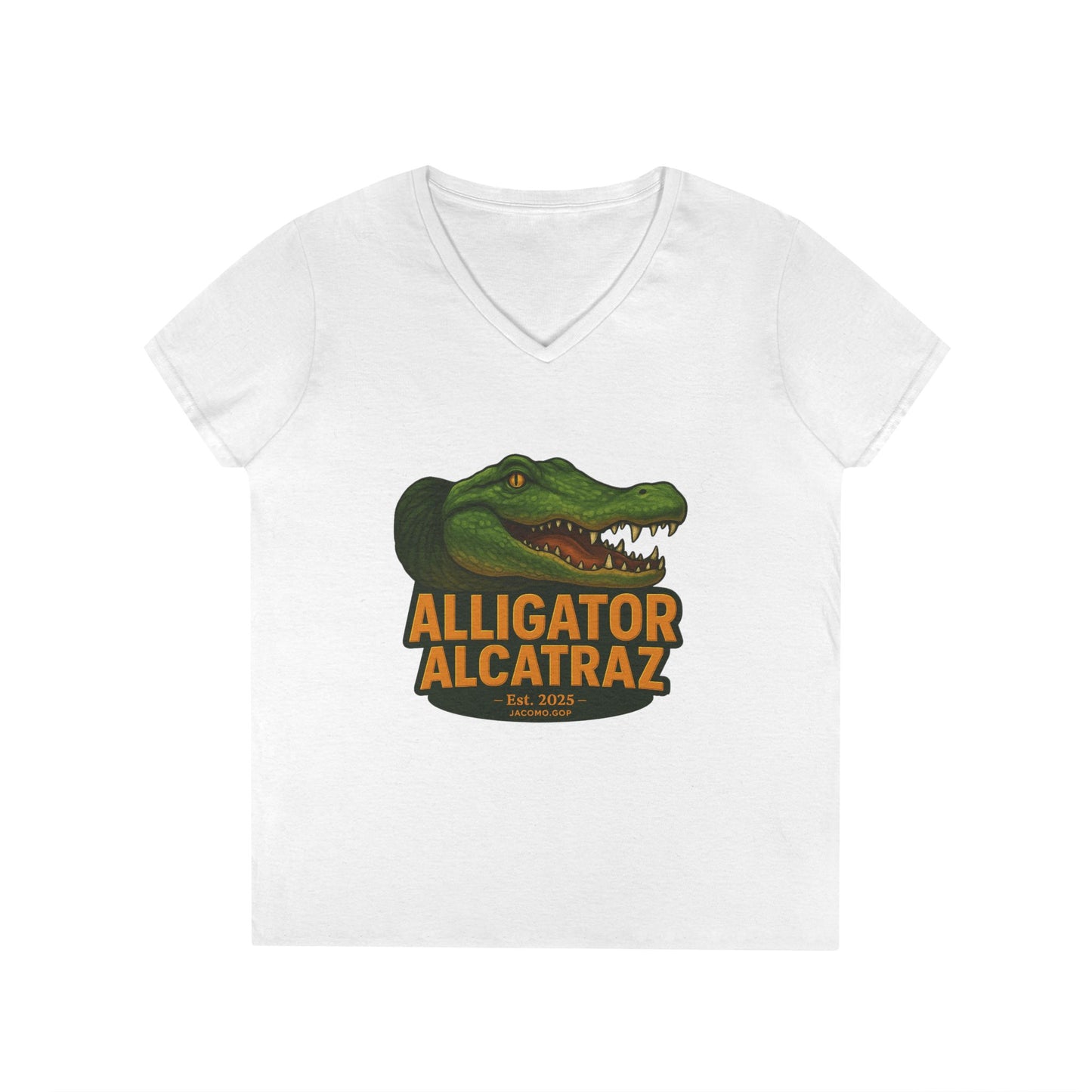 3D Alligator Alcatraz 2 Women's V-Neck T-Shirt for Supporters | Political Apparel, Election Gear, Gift for Activists, Red State Pride, 4th of July
