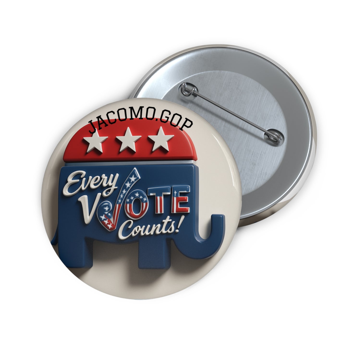 Custom Political Pin Buttons, Every Vote Counts, Election Badges, Campaign Accessories, Activism Gifts, Republican Merchandise